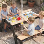 Voir la diapositive 4 : HOMCOM Table de pique-nique enfant bois avec parasol et 2 bacs