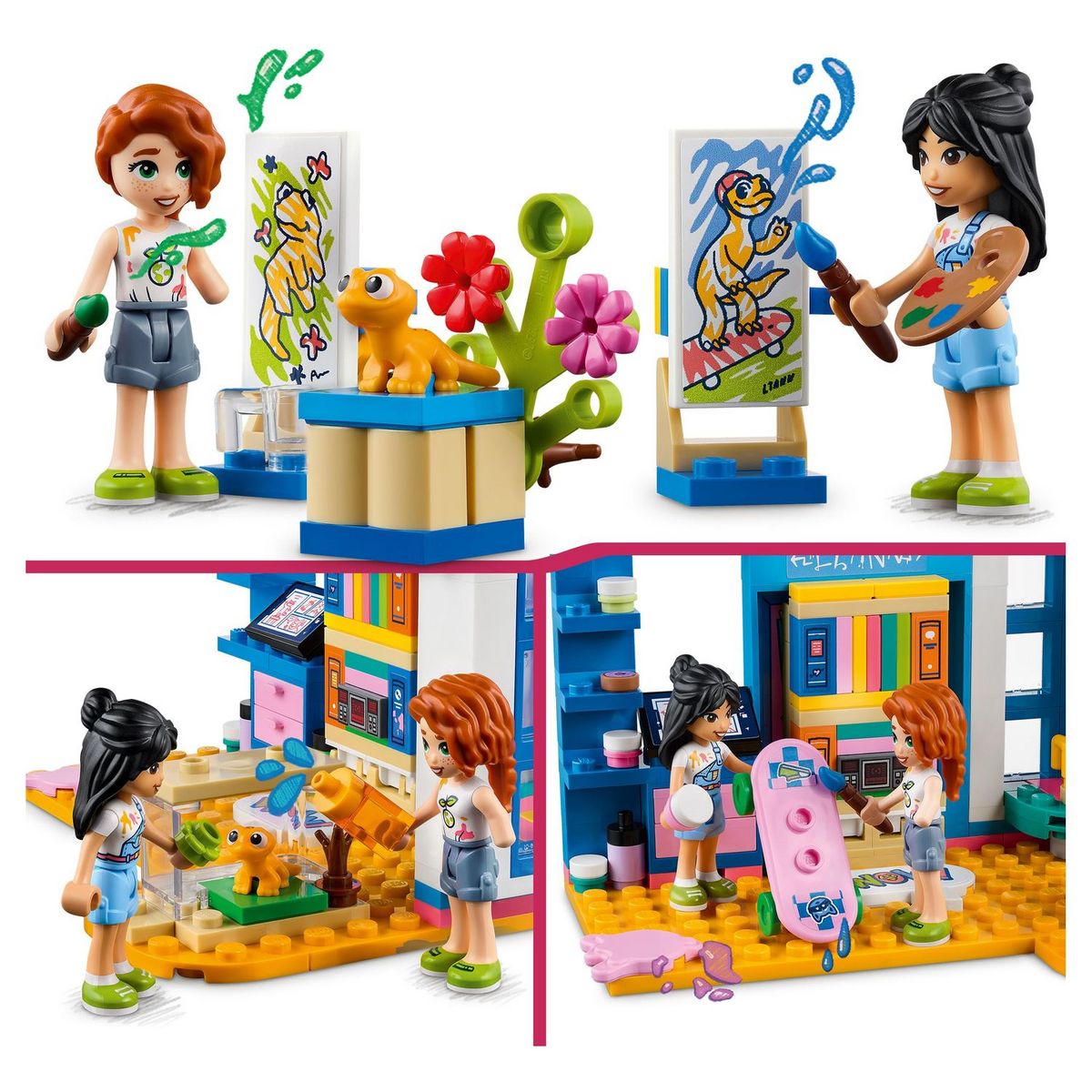LEGO Friends 41739 La chambre de Liam,  Jouet de Maison Mini-Poupées 2023 Liann & Autumn, sur le Thème de l'Art