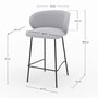 Voir la diapositive 4 : MAISON PAVANE Lot de 2 chaises pour îlot central en tissu gris clair 67 cm-Victoria