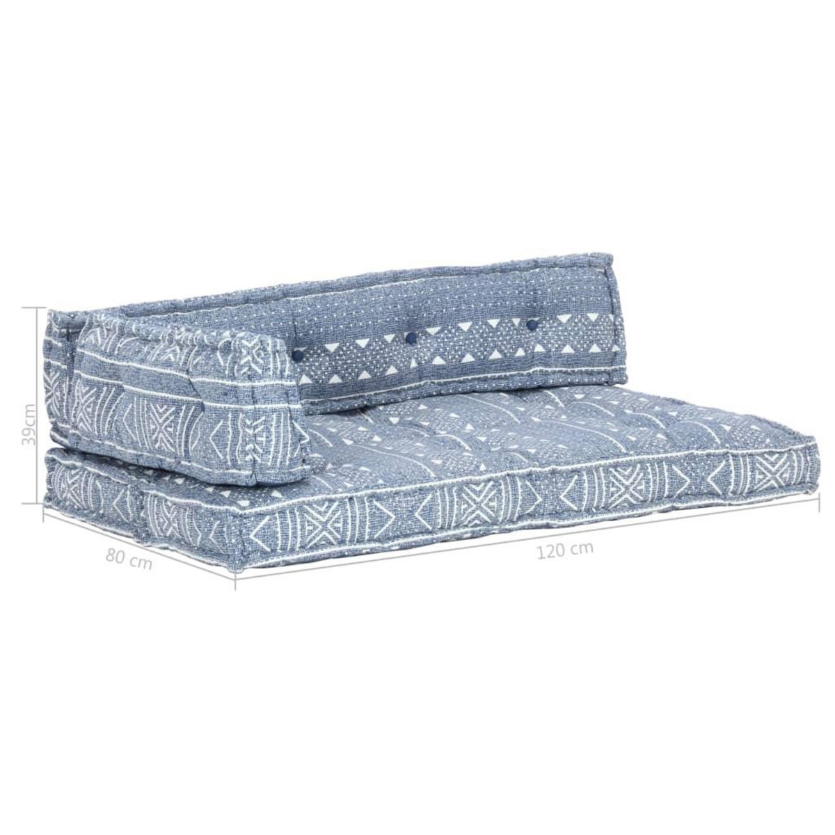 VIDAXL Coussin de canape palette Indigo Tissu Patchwork