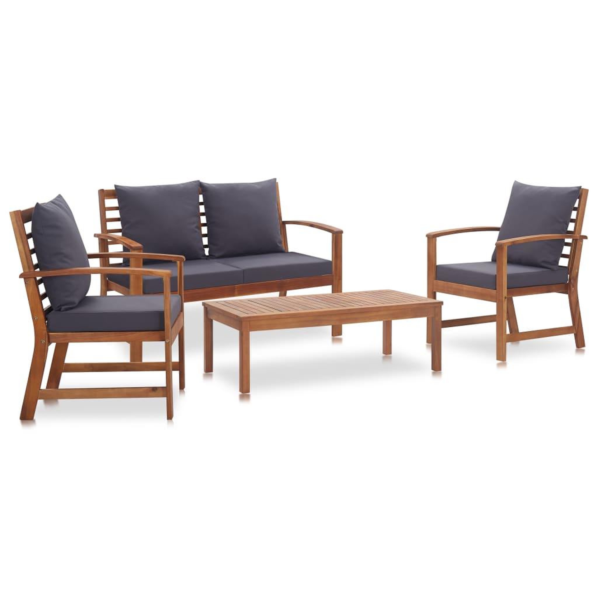 Voir la diapositive 1 : VIDAXL Salon de jardin 4 pcs avec coussins Bois d'acacia solide