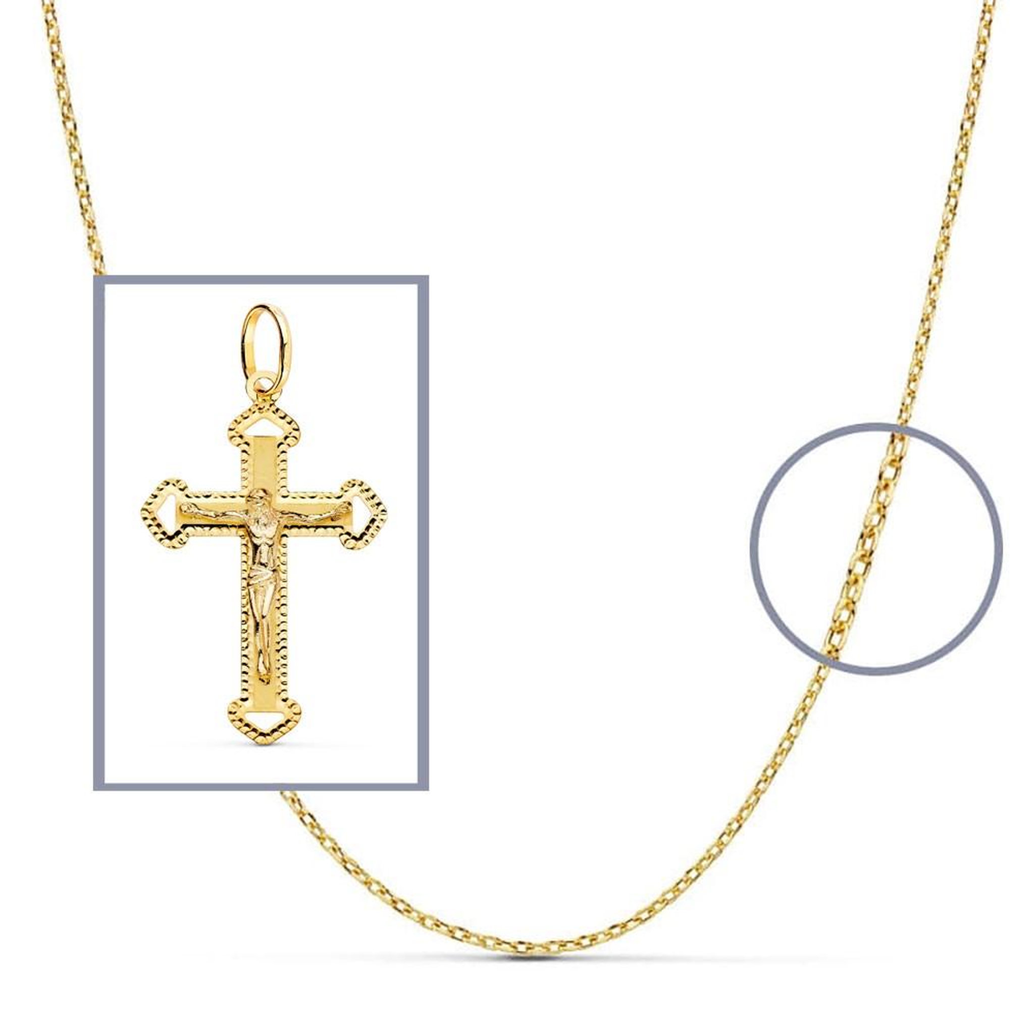 Voir la diapositive 3 : L'ATELIER D'AZUR Pendentif  - Médaille Christ sur la Croix Or 18 Carats 750 Jaune - Chaine Offerte