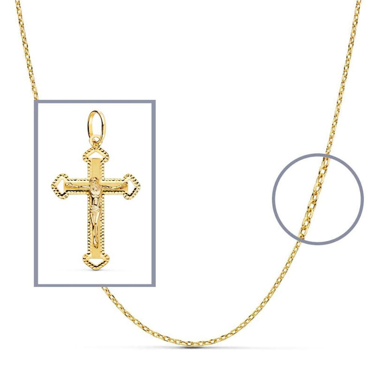 L'ATELIER D'AZUR Pendentif  - Médaille Christ sur la Croix Or 18 Carats 750 Jaune - Chaine Offerte