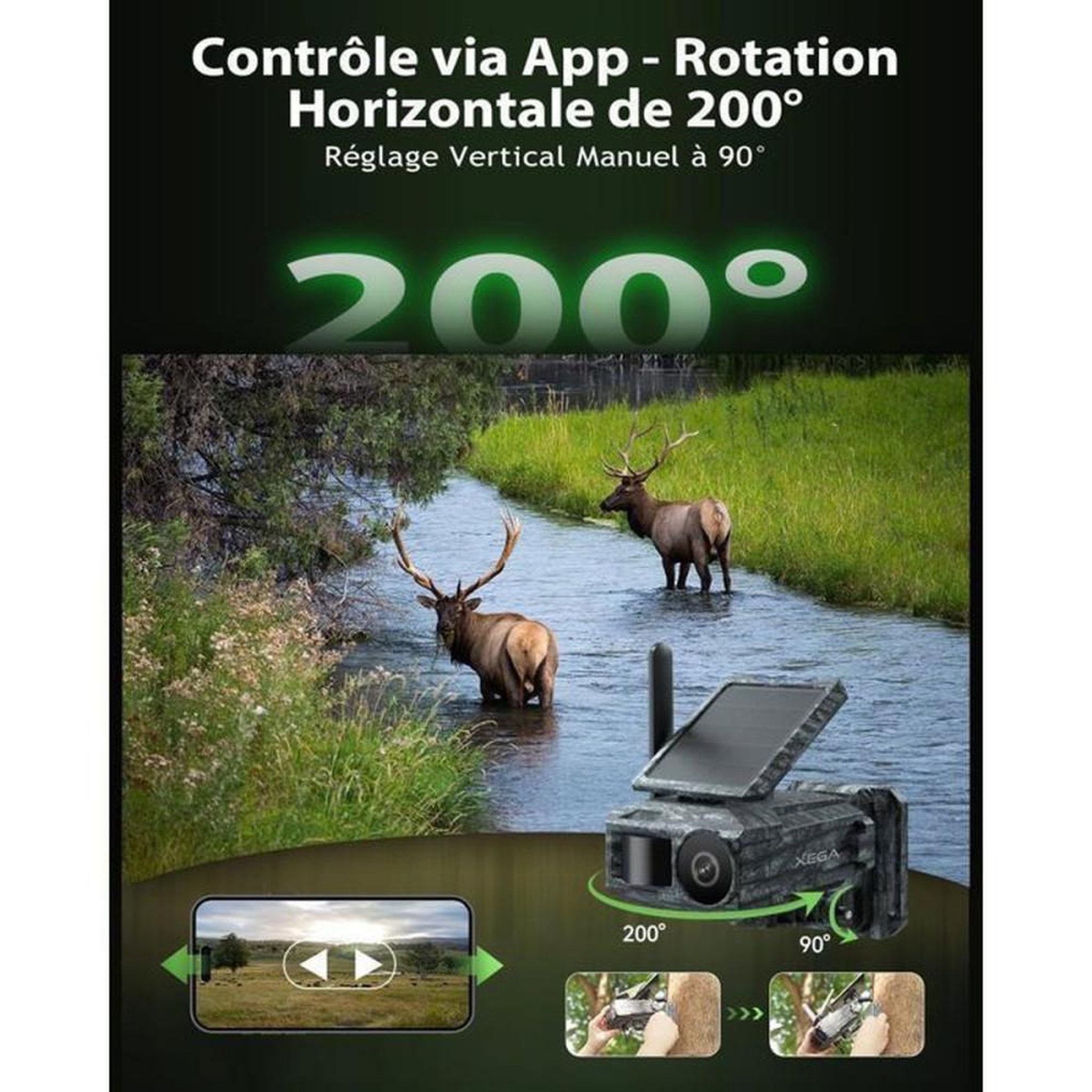 Voir la diapositive 6 : Caméra de surveillance extérieure sans fil solaire 4G 5MP avec zoom optique x30, vision nocturne 150 m, détection humaine, audio bidirectionnel, IP66