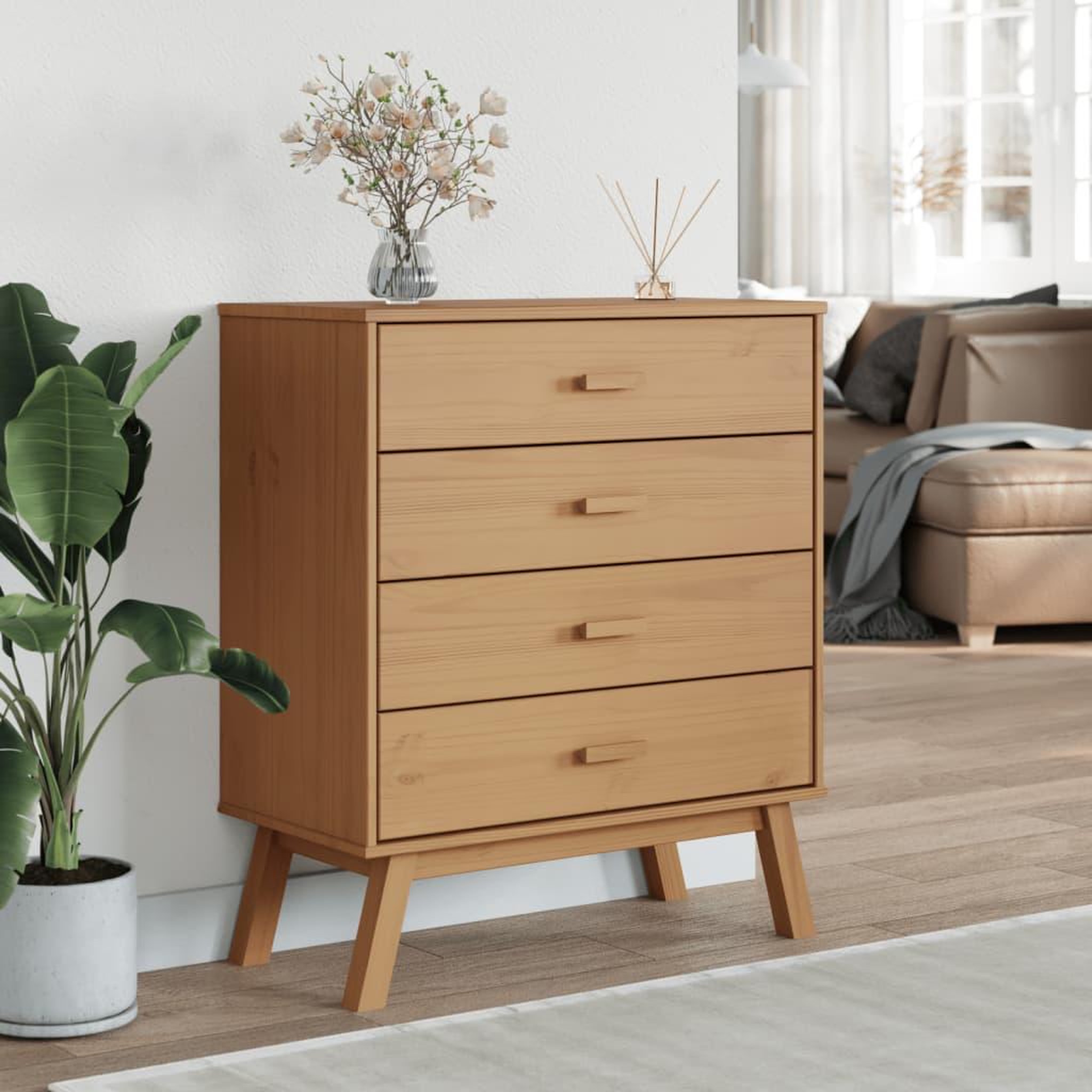 Voir la diapositive 3 : VIDAXL Armoire a tiroirs OLDEN marron bois de pin solide