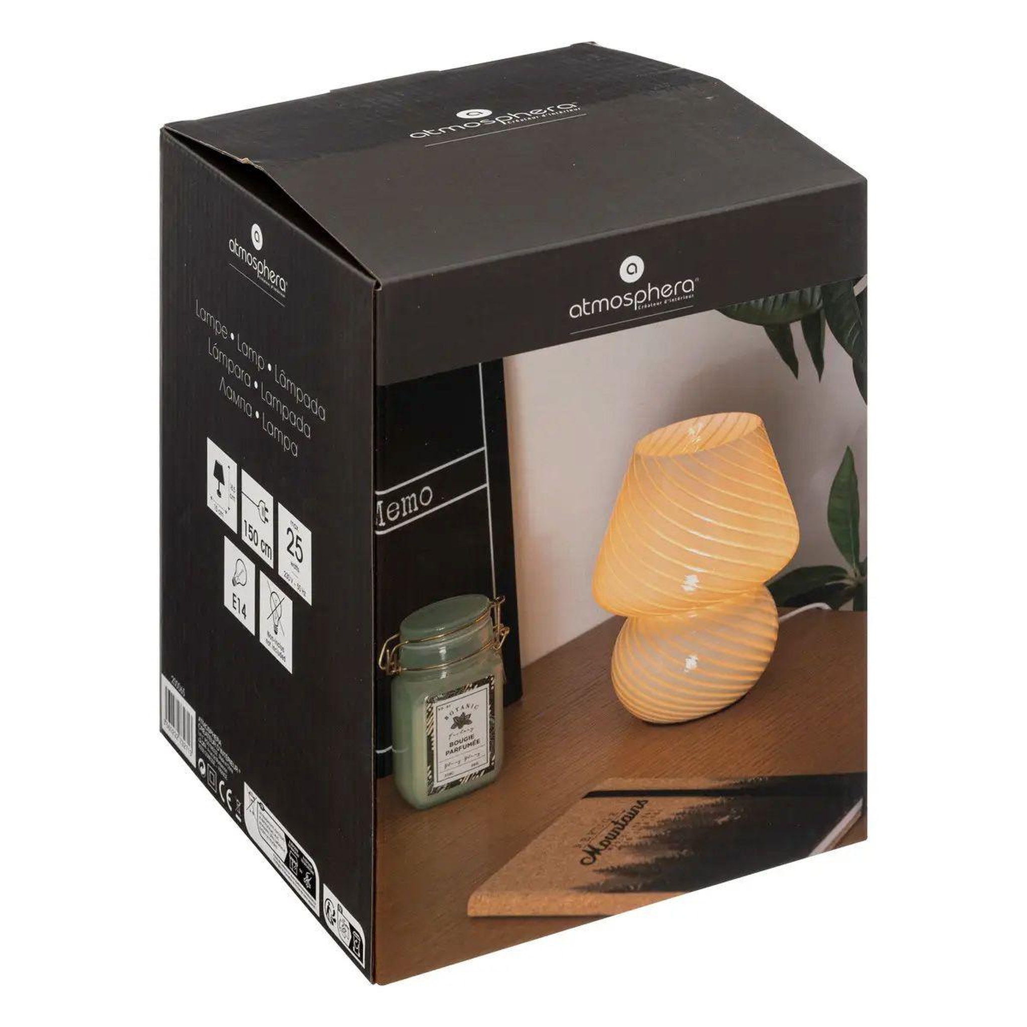 Voir la diapositive 5 : ATMOSPHERA Lampe à poser en verre  cara  18cm blanc