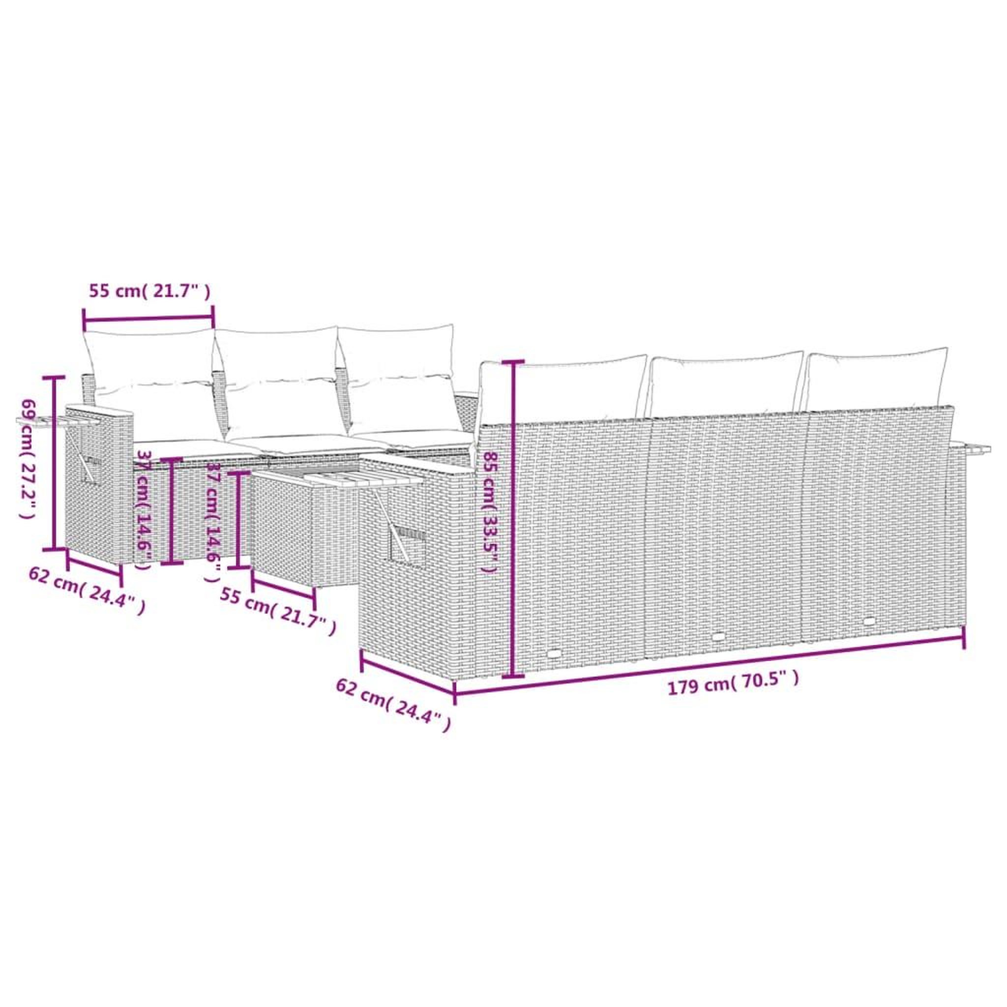 Voir la diapositive 4 : VIDAXL Salon de jardin avec coussins 7 pcs beige resine tressee