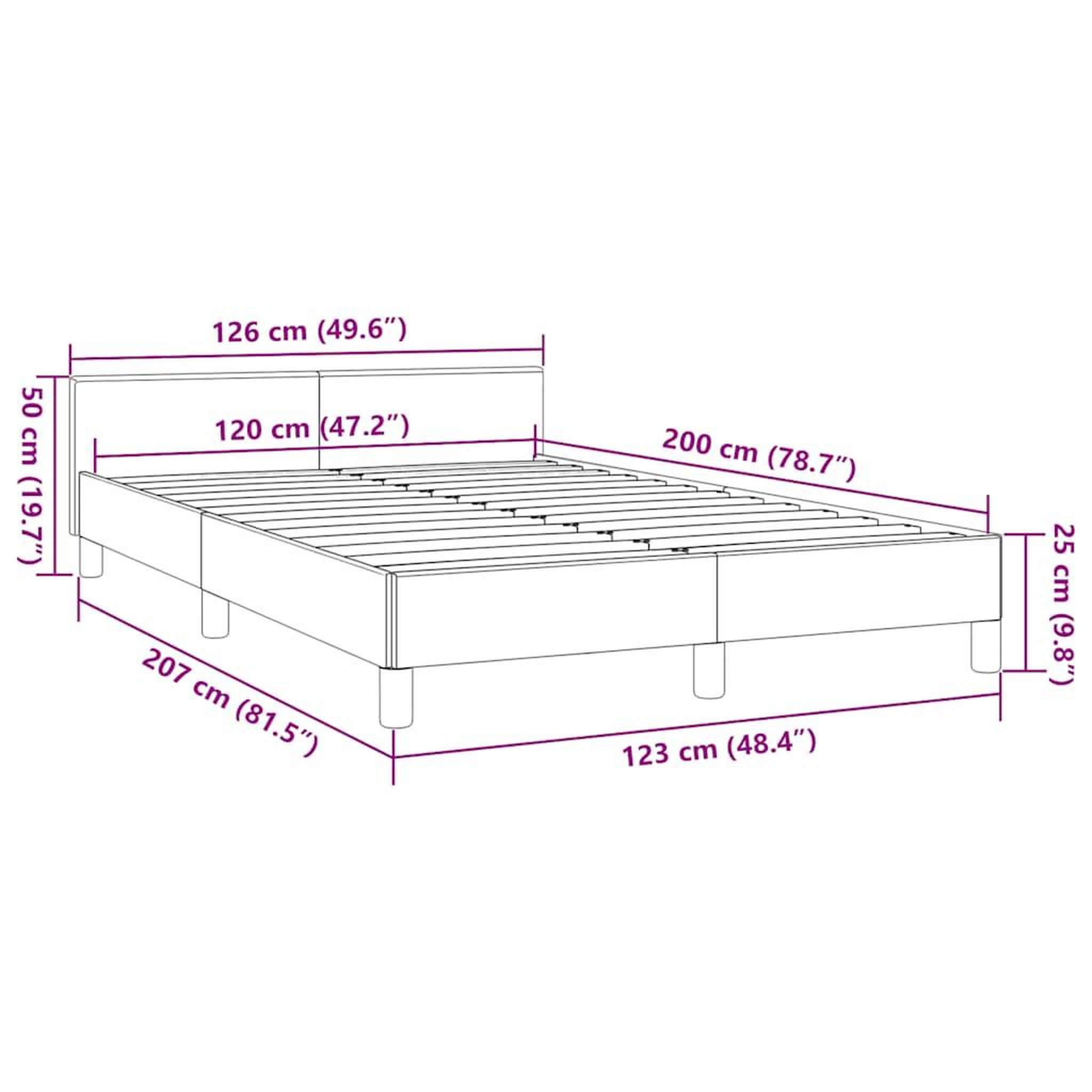 Voir la diapositive 6 : VIDAXL Cadre de lit sans matelas vert 120x200 cm tissu