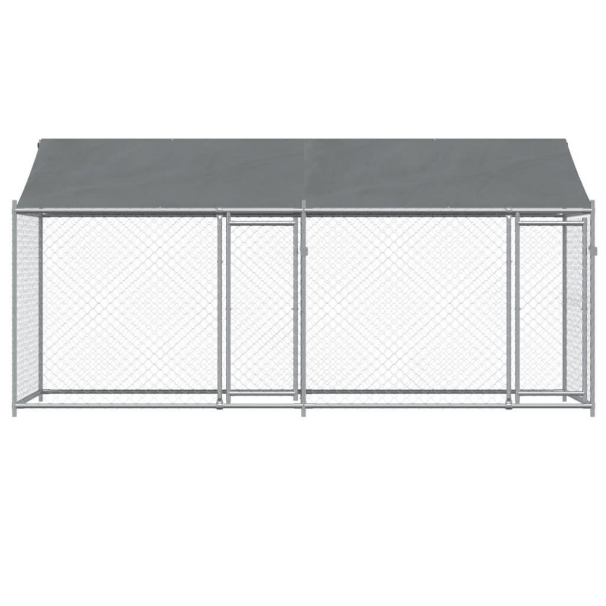VIDAXL Cage pour chien avec toit et portes gris 4x2x2m acier galvanise