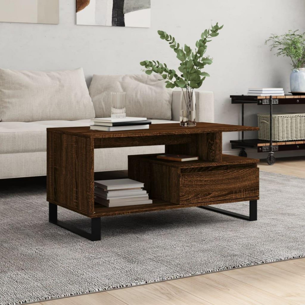 VIDAXL Table basse Chene marron 90x49x45 cm Bois d'ingenierie