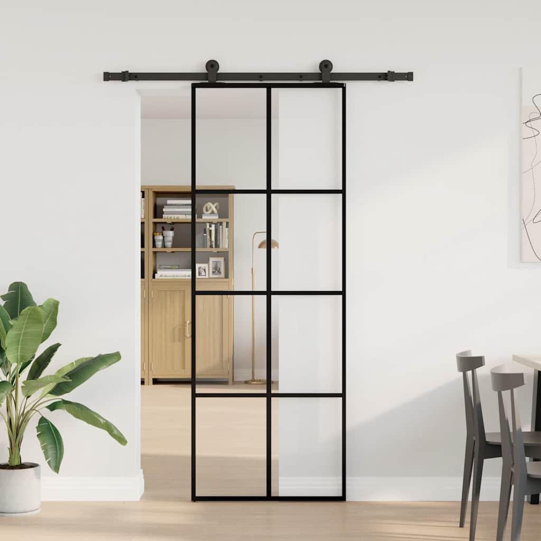Voir la diapositive 2 : VIDAXL Porte coulissante avec kit de quincaillerie 76x205 cm Verre ESG