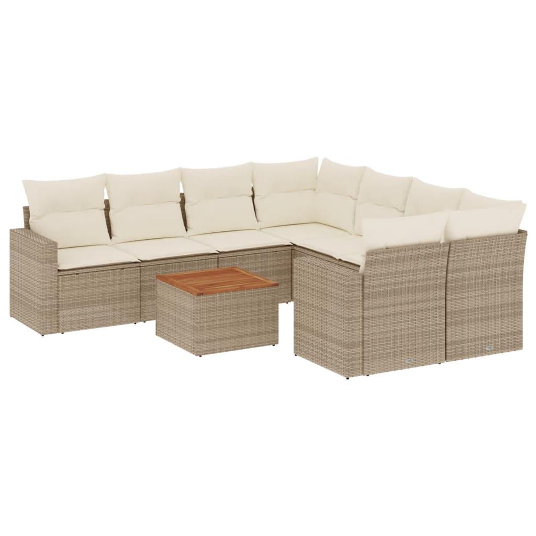 Voir la diapositive 2 : VIDAXL Salon de jardin avec coussins 9 pcs beige resine tressee