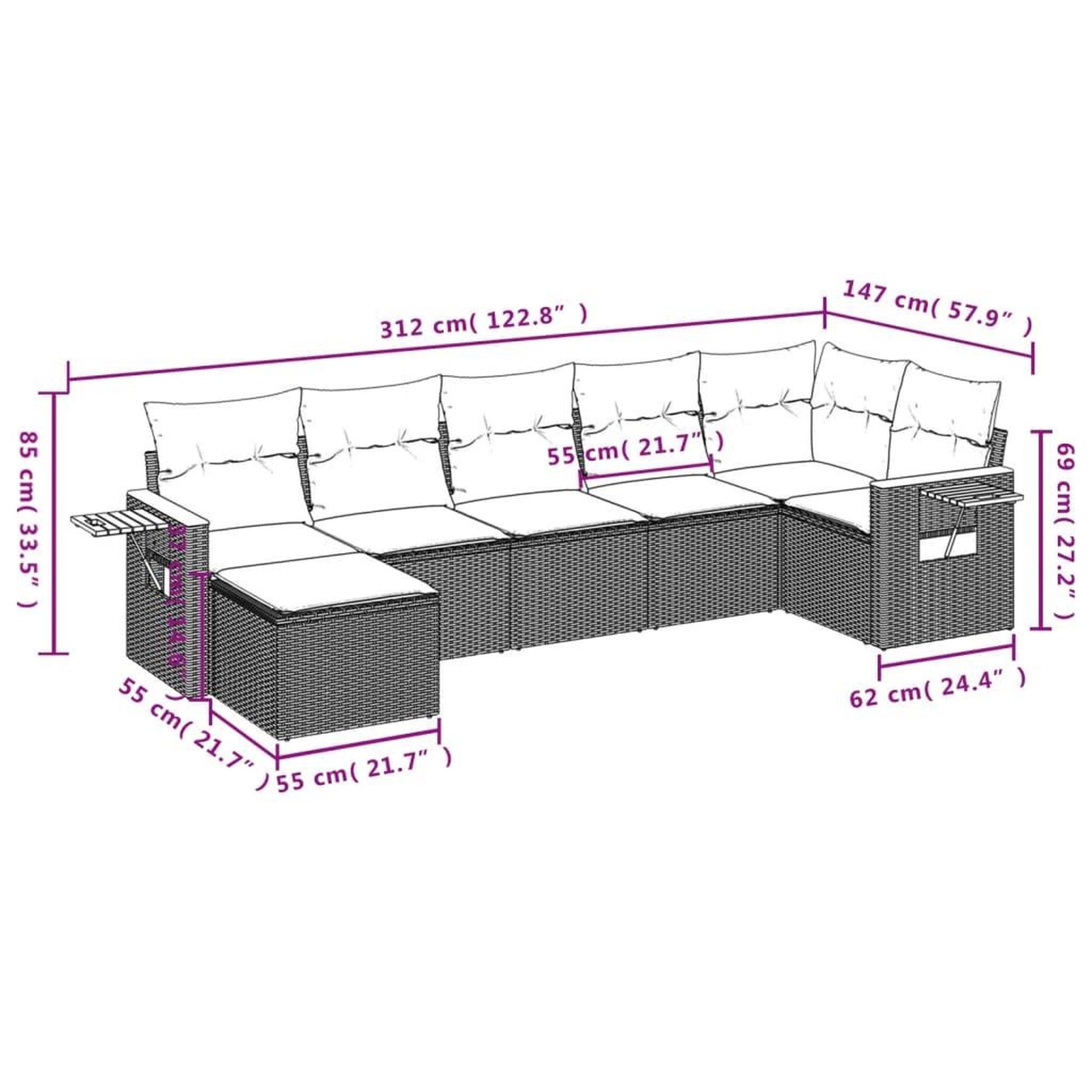 Voir la diapositive 3 : VIDAXL Salon de jardin avec coussins 7 pcs gris resine tressee