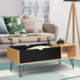 Voir la diapositive 1 : ID MARKET Table basse plateau relevable rectangulaire NOEMI bois pied épingle