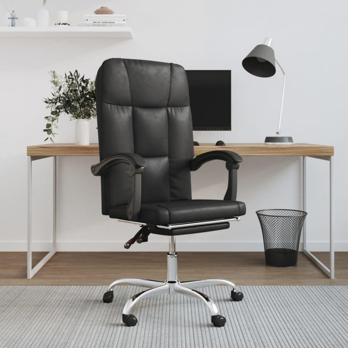 VIDAXL Fauteuil inclinable de bureau Noir Similicuir