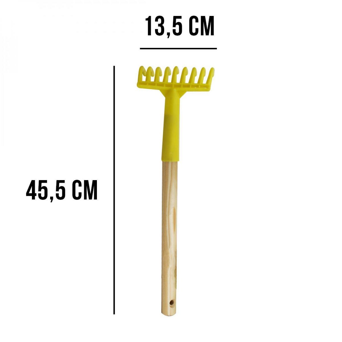 LINXOR Peigne, râteau à olives 9 dents avec manche en bois 40 cm - Jaune