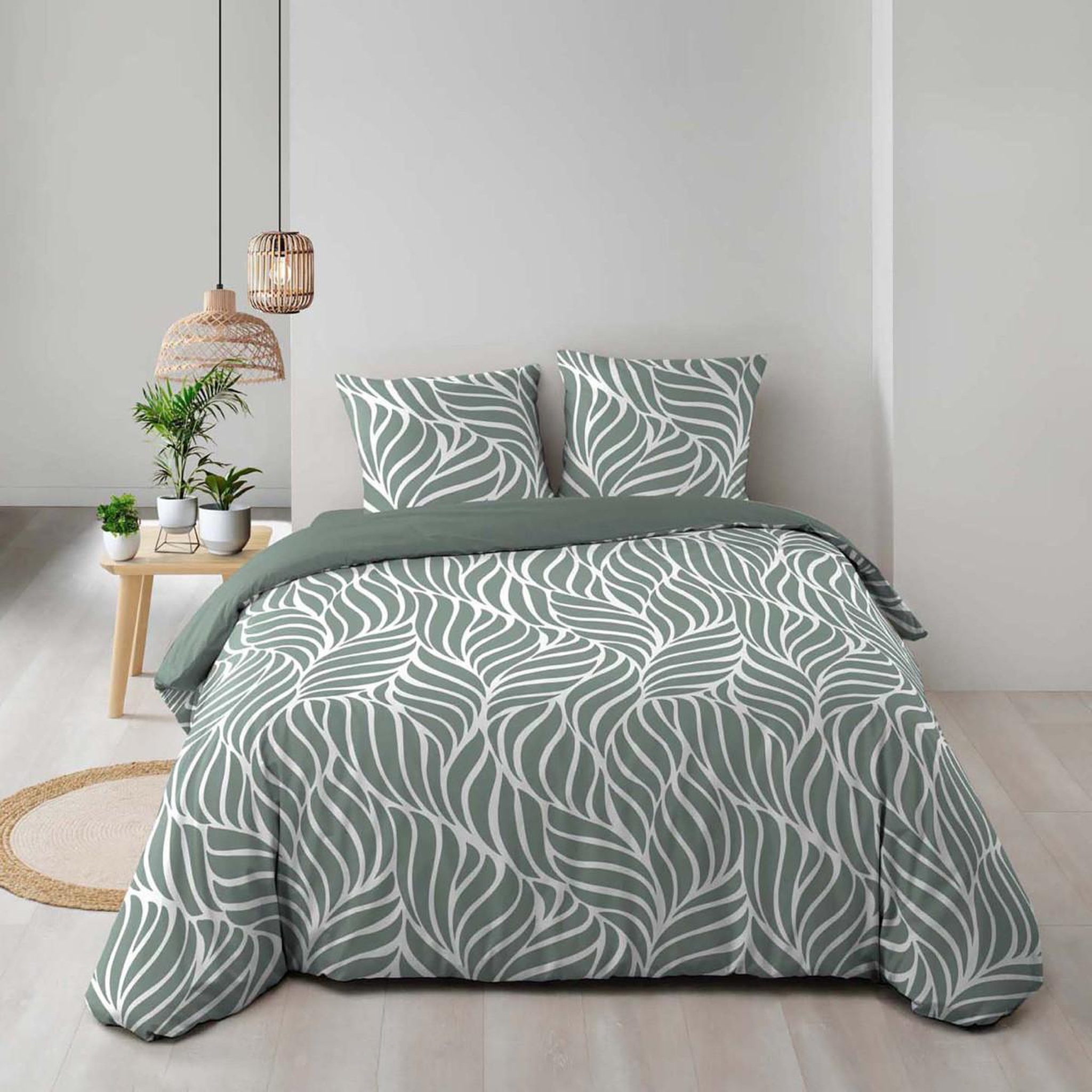 Douceur d'Intérieur Parure de lit 3 pièces  morgane  260x240cm vert sauge
