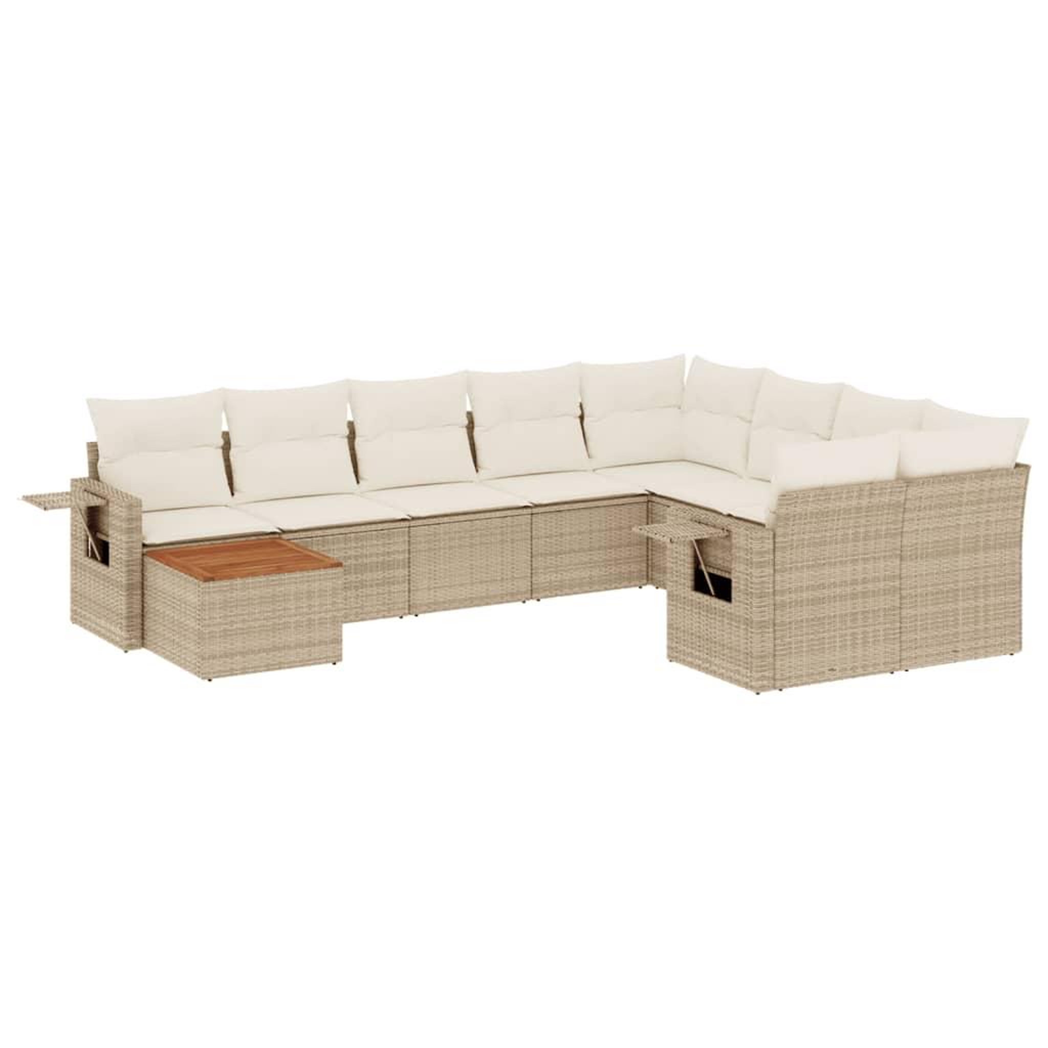Voir la diapositive 2 : VIDAXL Salon de jardin avec coussins 10 pcs beige resine tressee