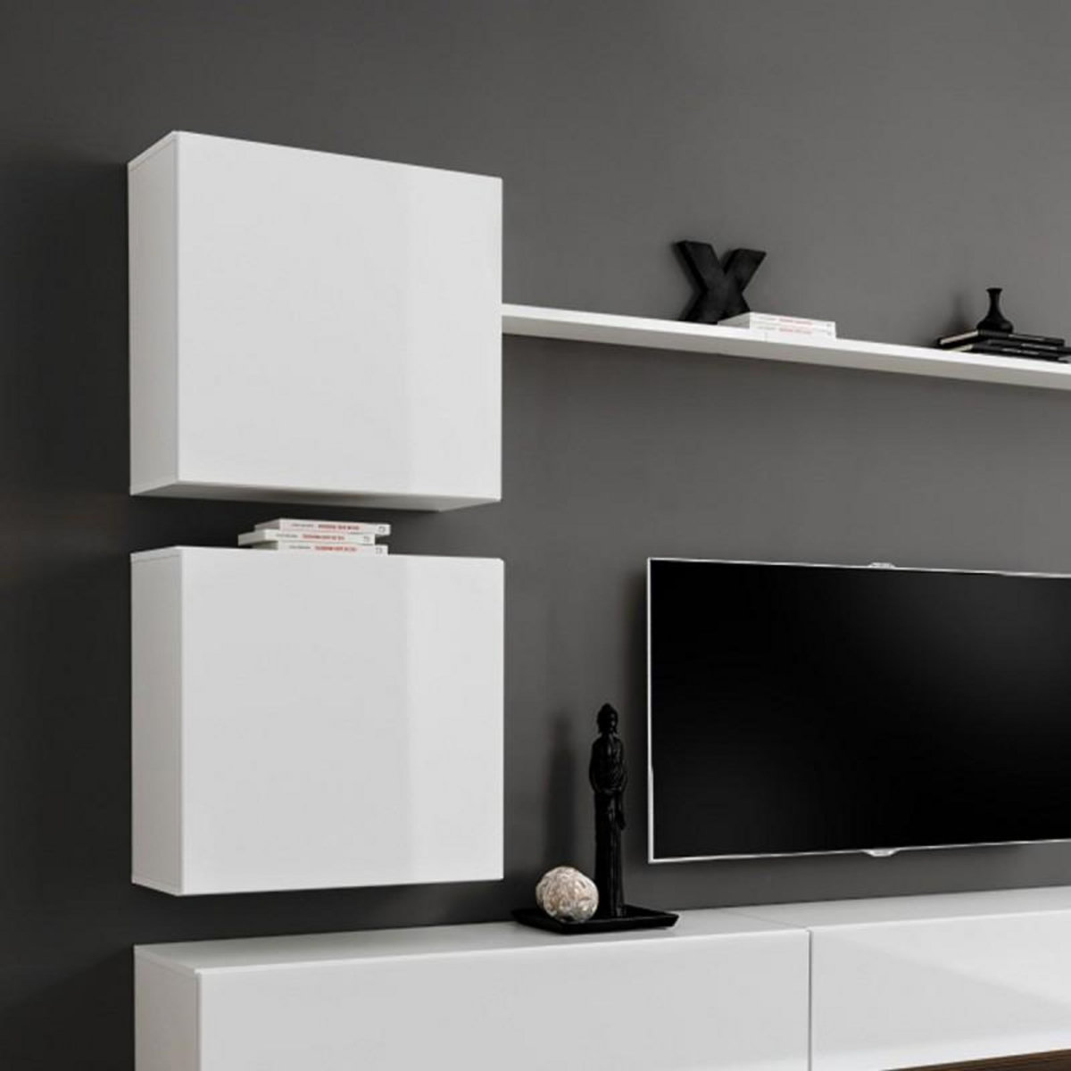 Paris Prix Meuble TV Mural Design  Switch VIII  280cm Blanc