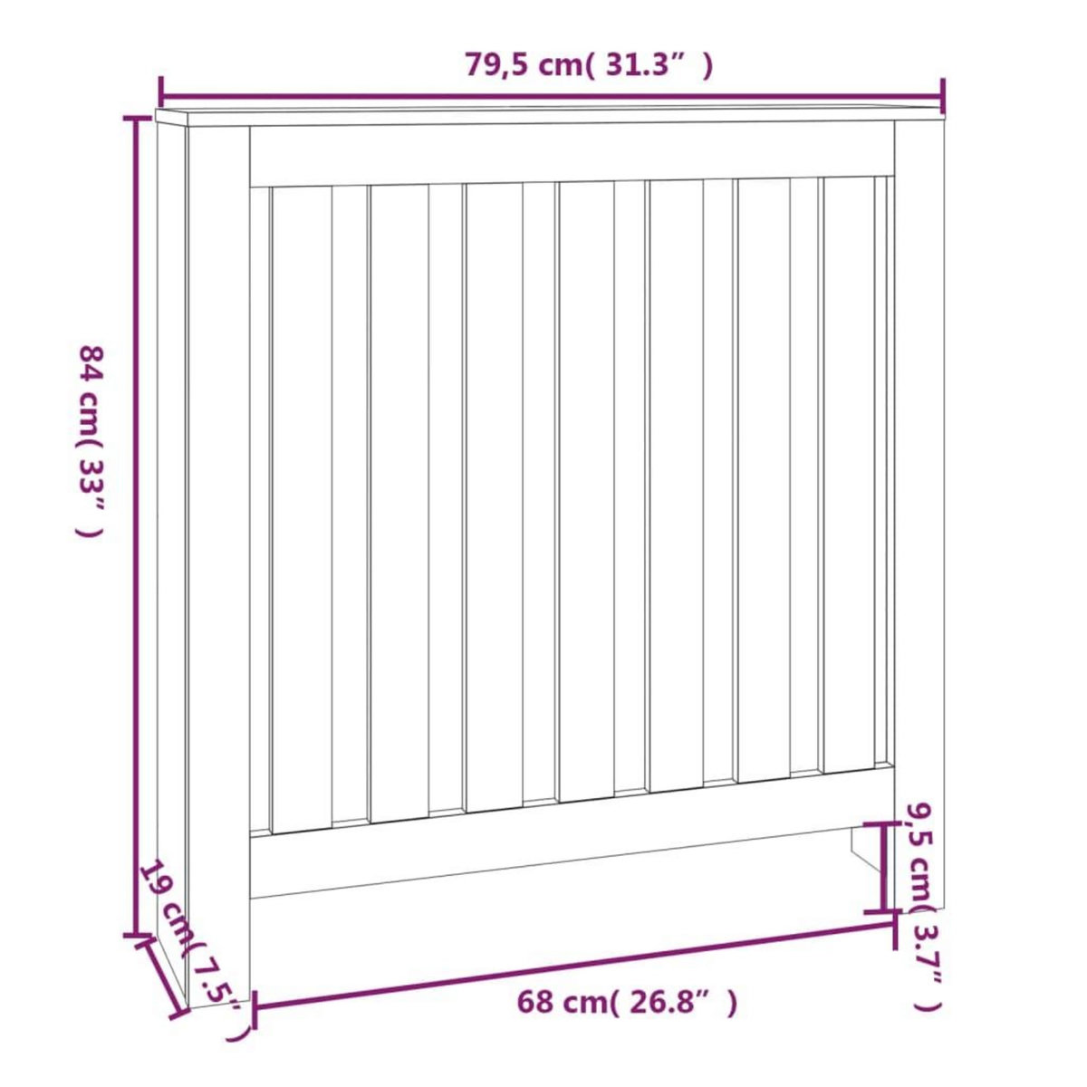 VIDAXL Cache-radiateur 79,5x19x84 cm Bois massif de pin
