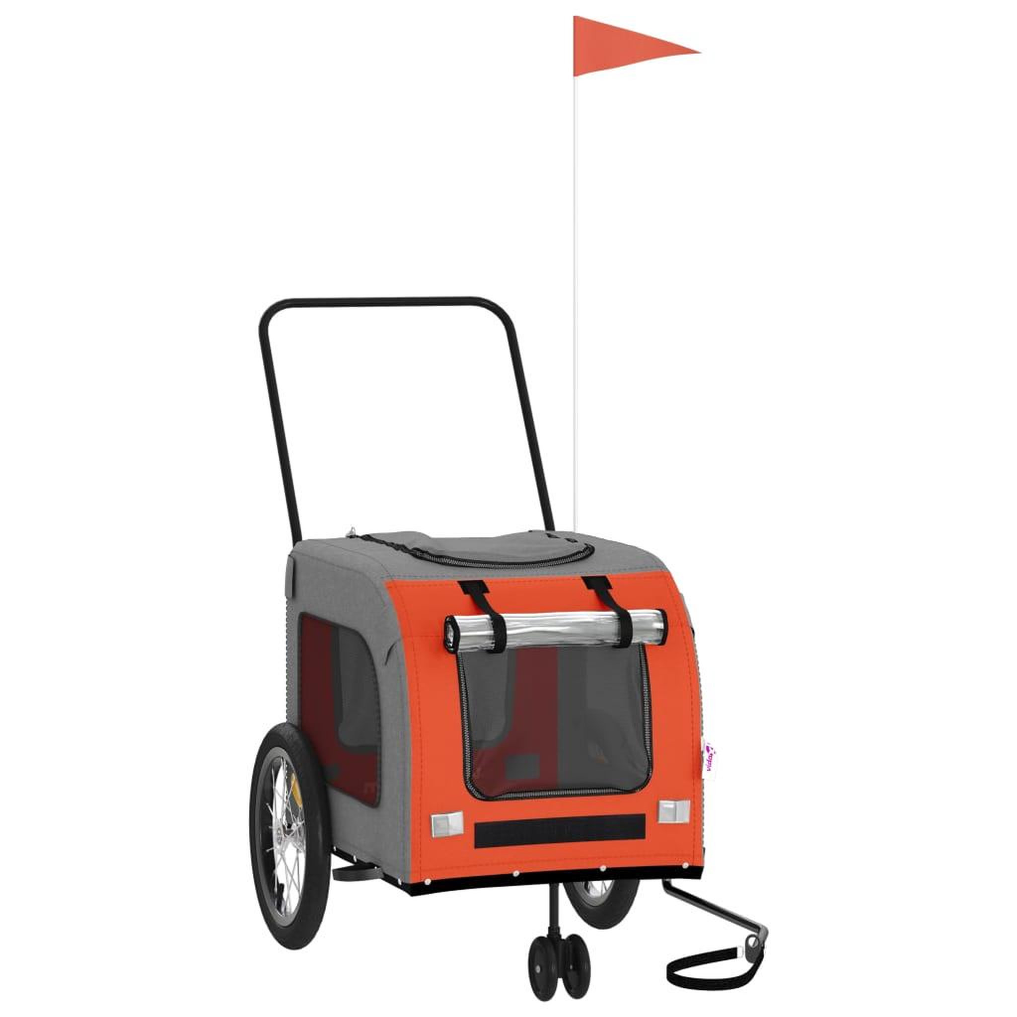 Voir la diapositive 2 : VIDAXL Remorque de velo pour animaux de compagnie orange et gris