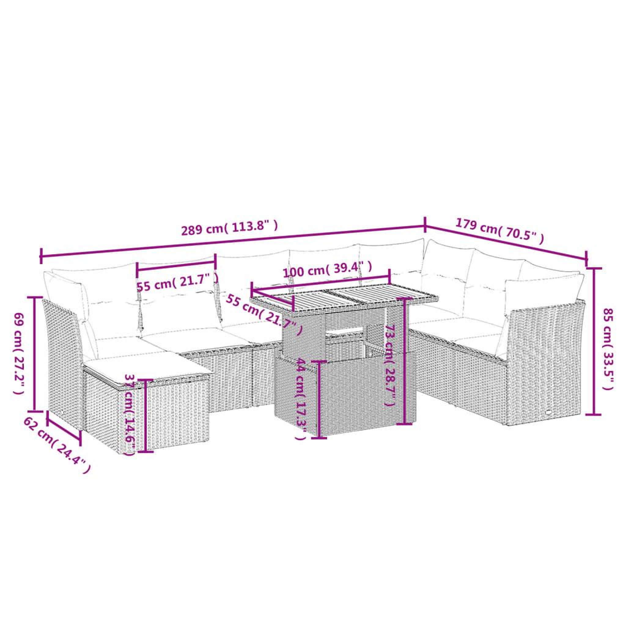 Voir la diapositive 3 : VIDAXL Salon de jardin 9 pcs avec coussins noir resine tressee