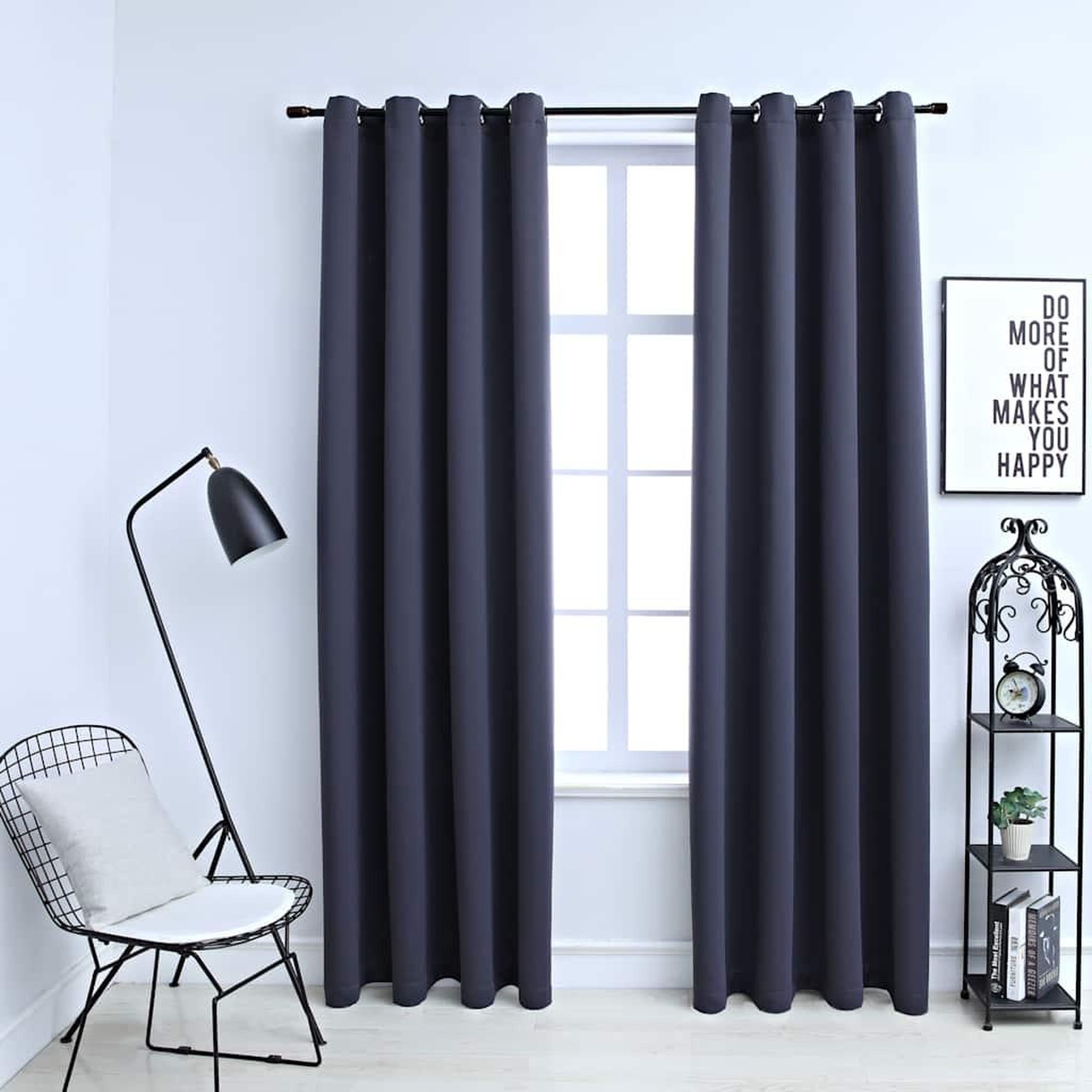 VIDAXL Rideaux occultants avec anneaux Metal 2pcs Anthracite 140x175cm