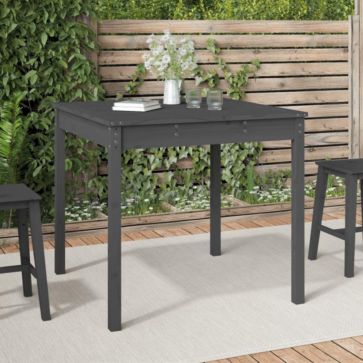 VIDAXL Table de jardin gris 82,5x82,5x76 cm bois massif de pin