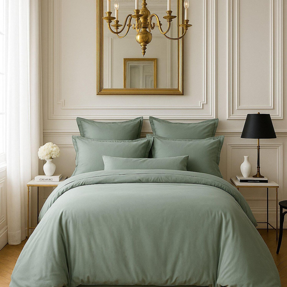 BATON ROUGE Housse de couette 100% satin de coton 105 fils uni