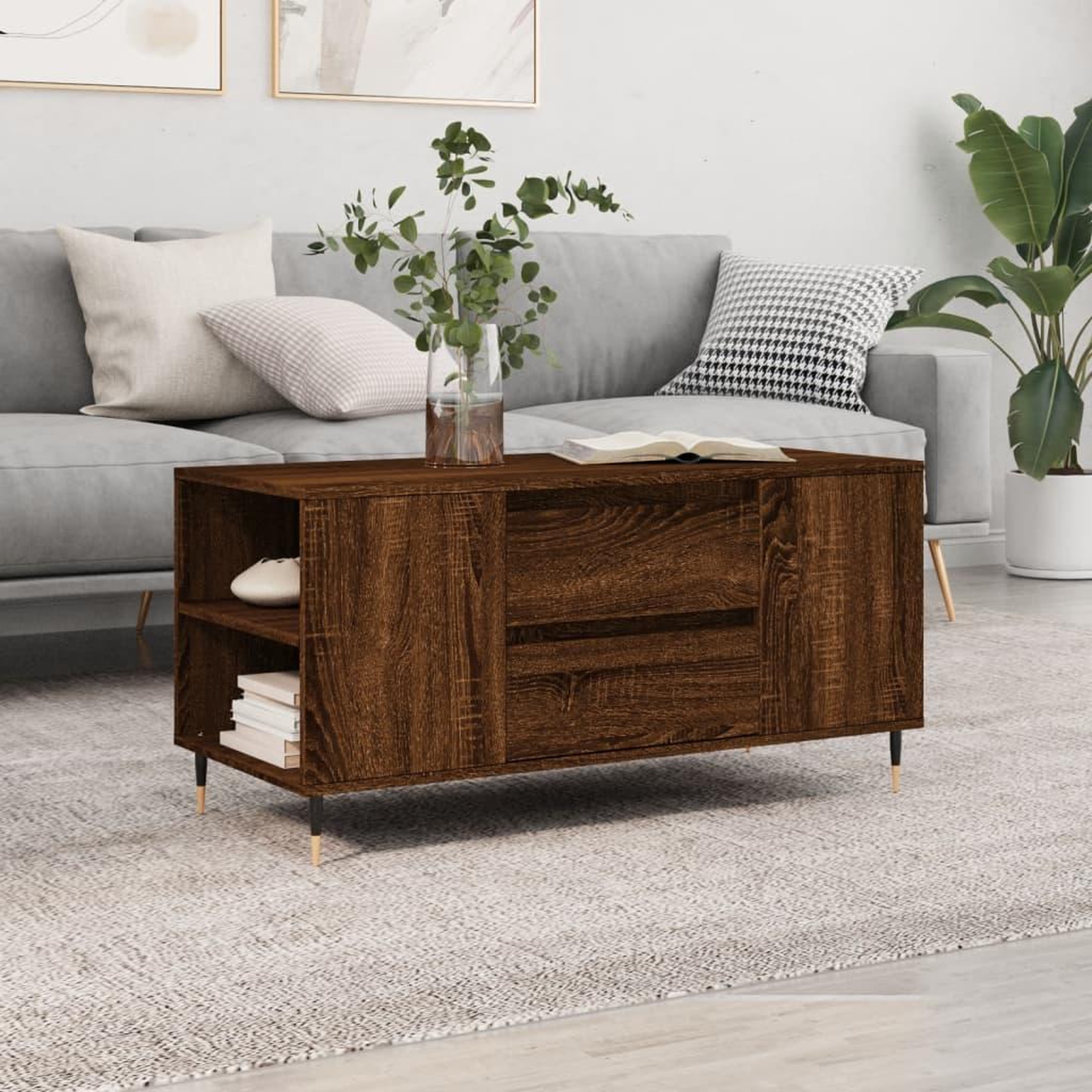 VIDAXL Table basse chene marron 102x44,5x50 cm bois d'ingenierie