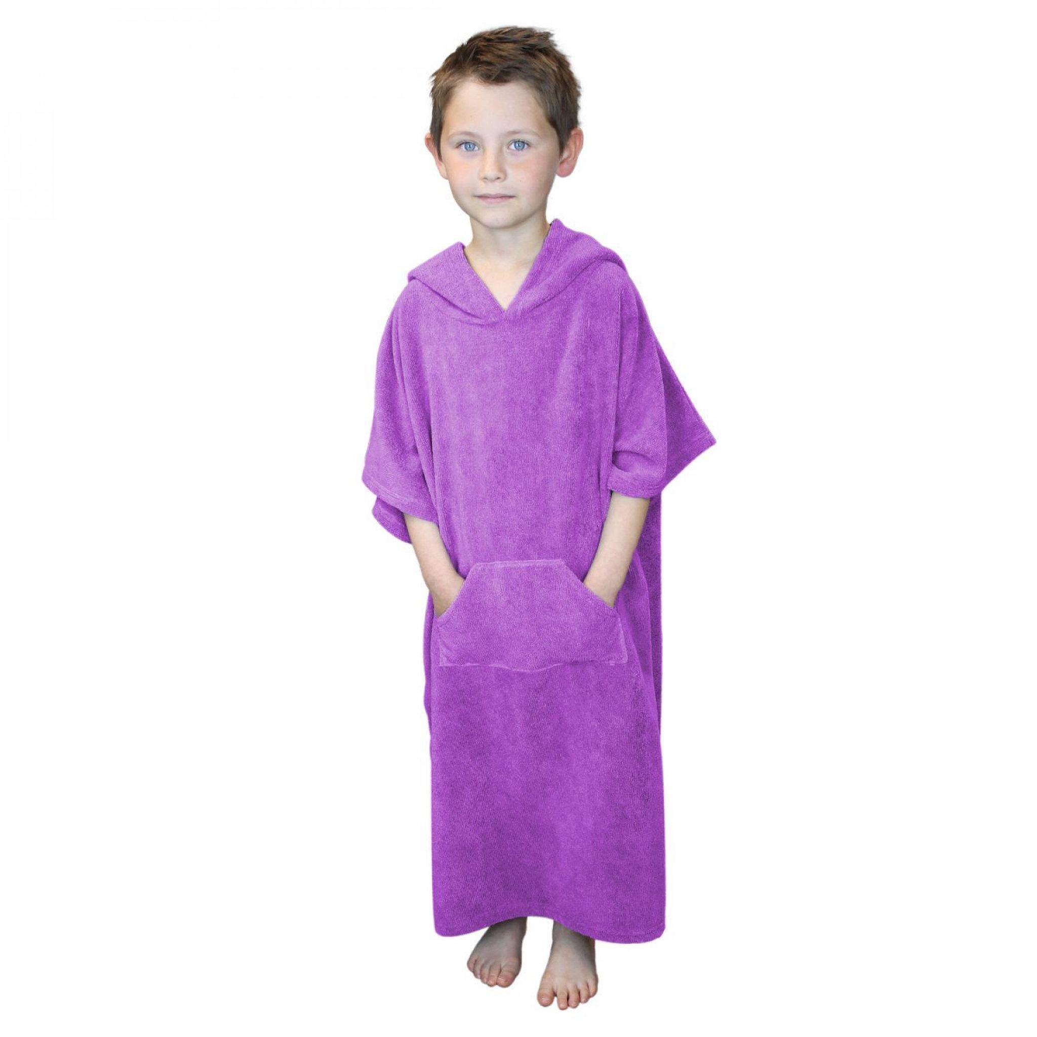 Voir la diapositive 4 : VIVEZEN Serviette poncho de bain ou de plage avec poche - Enfant