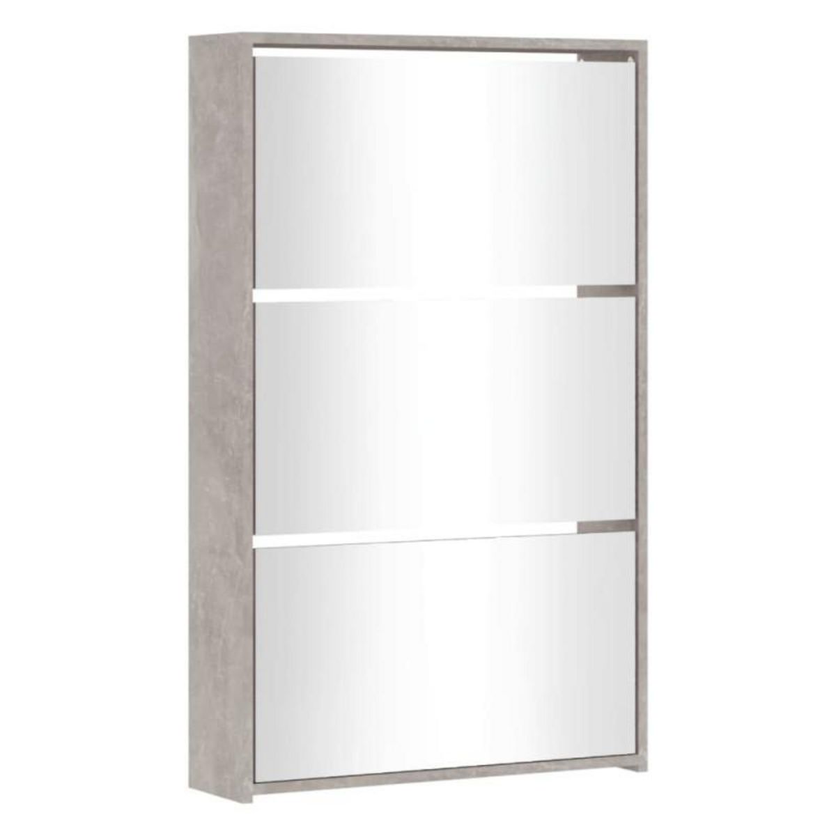 VIDAXL Armoire à chaussures miroir 3 niveaux Gris béton 63x17x102,5 cm