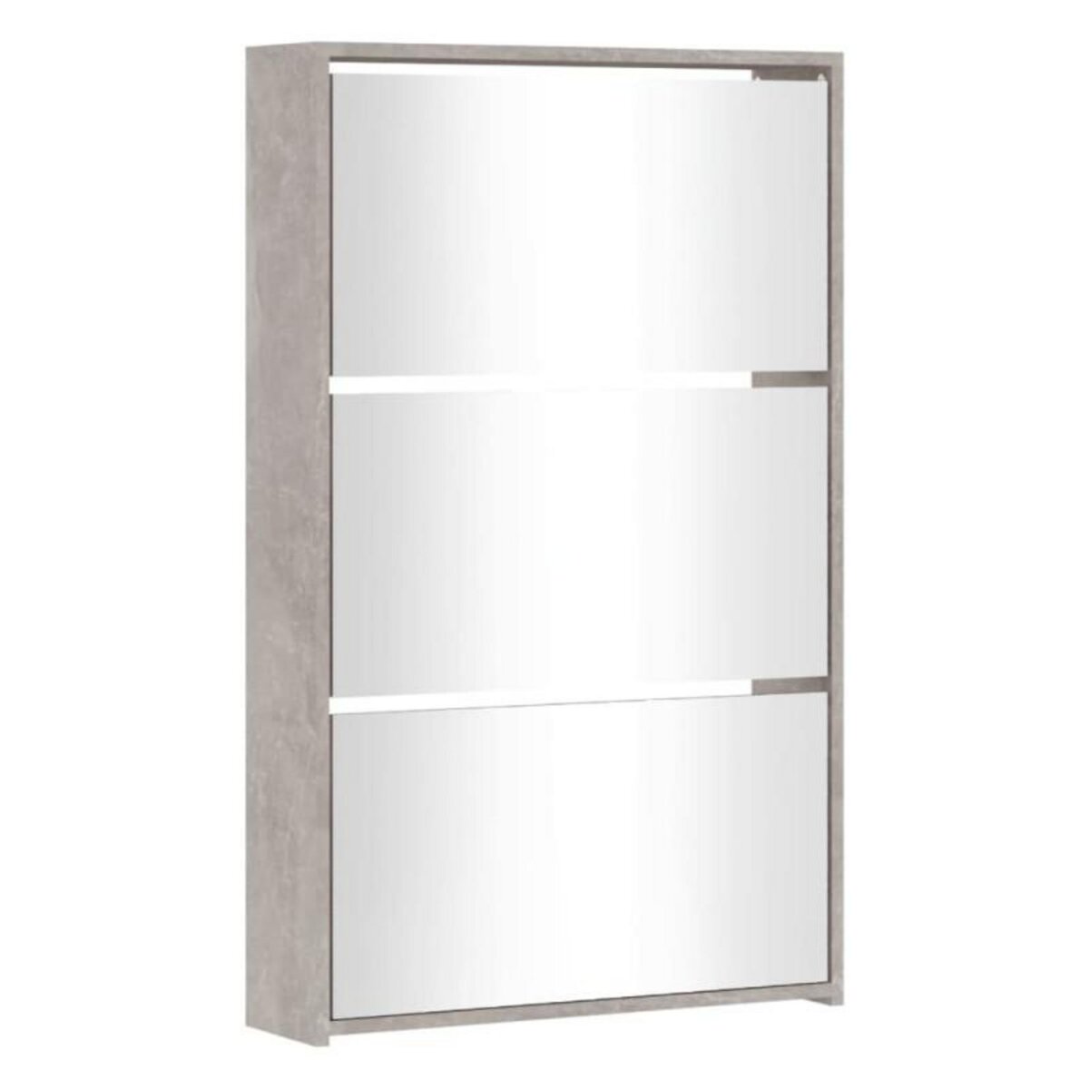 VIDAXL Armoire à chaussures miroir 3 niveaux Gris béton 63x17x102,5 cm