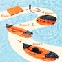 Voir la diapositive 6 : OUTSUNNY Canoé kayak gonflable 1 personne - gonfleur et rame en aluminium inclus - PVC orange noir