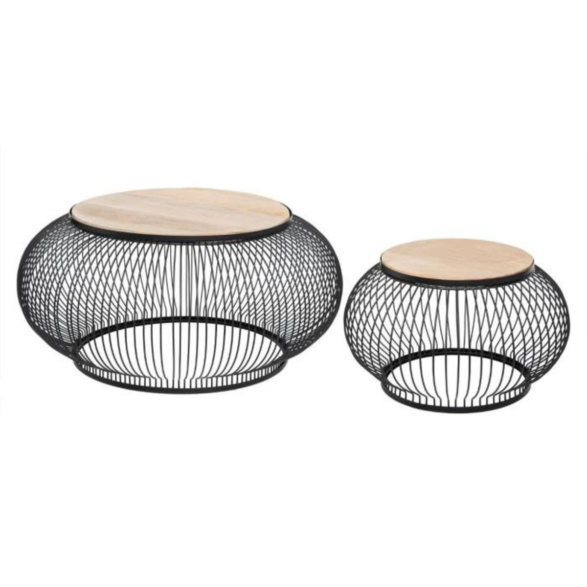 ATMOSPHERA Lot de 2 Tables Basses  Manguier  90cm Noir