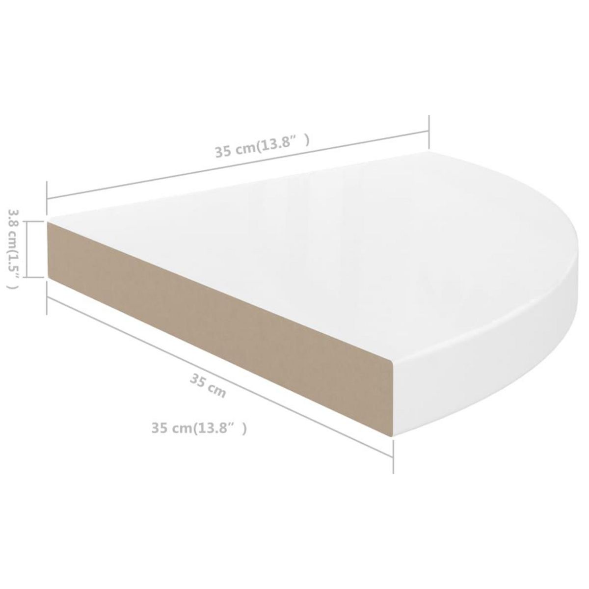 VIDAXL Etageres d'angle flottantes 2pcs blanc brillant 35x35x3,8cm MDF