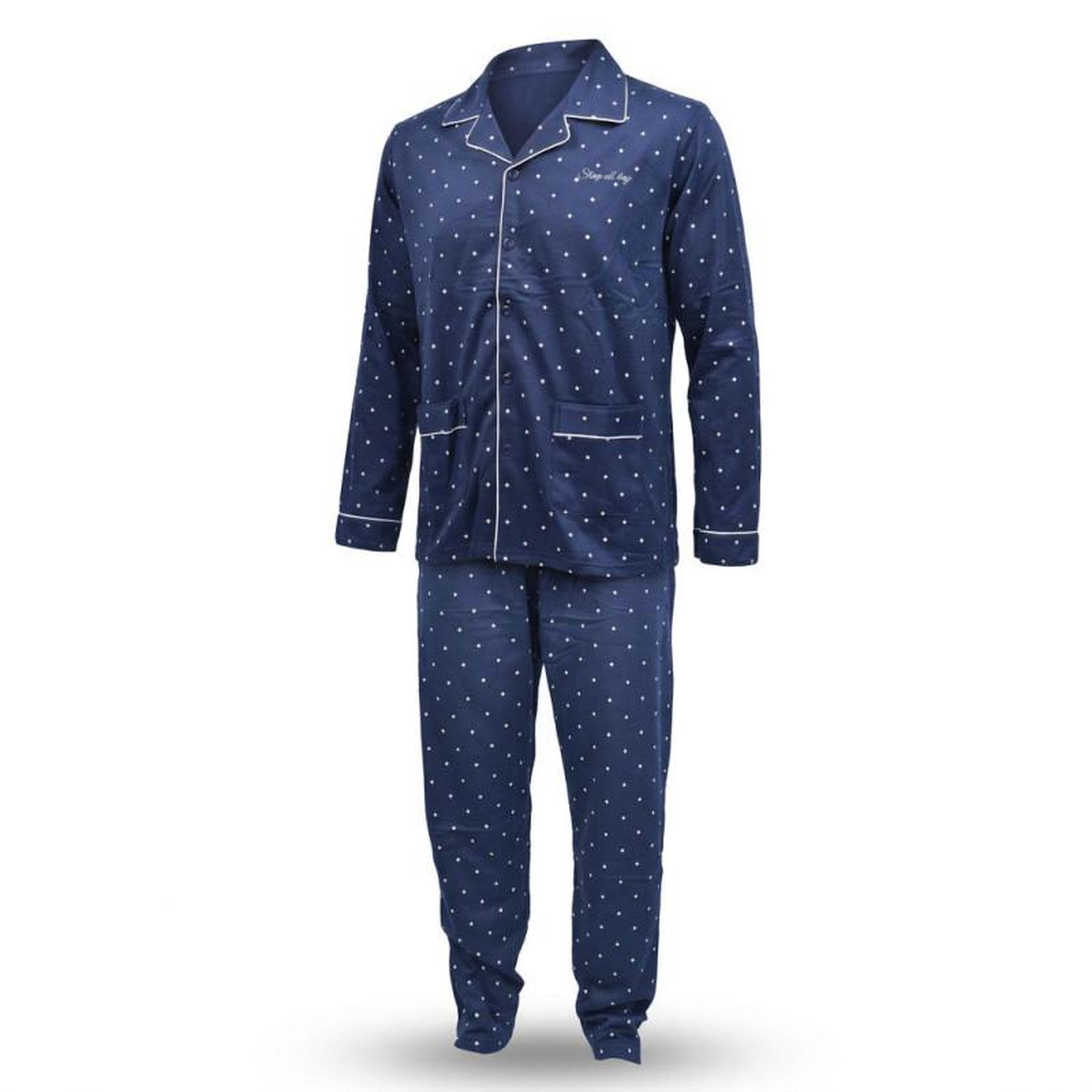 Voir la diapositive 1 : OZABI Pyjama Homme Long Boutonne Col Chemise Ultra Doux