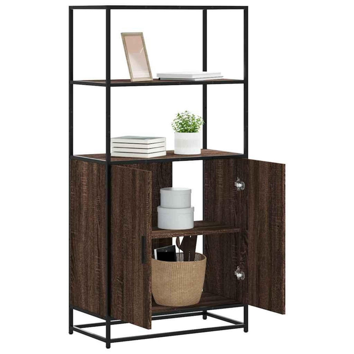 VIDAXL Buffet haut chene marron 68x35x139 cm bois d'ingenierie metal