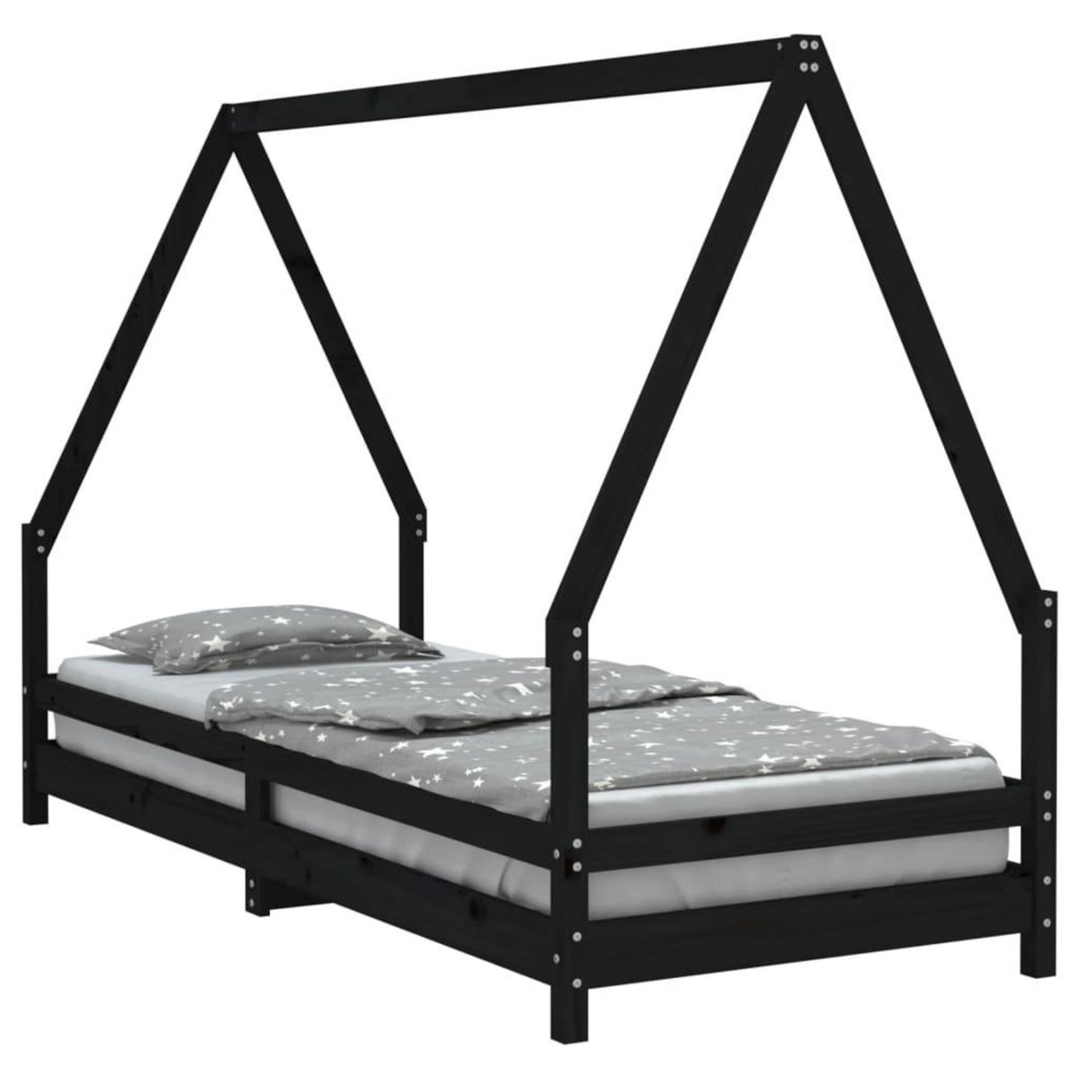 VIDAXL Cadre de lit pour enfants noir 80x200 cm bois de pin massif