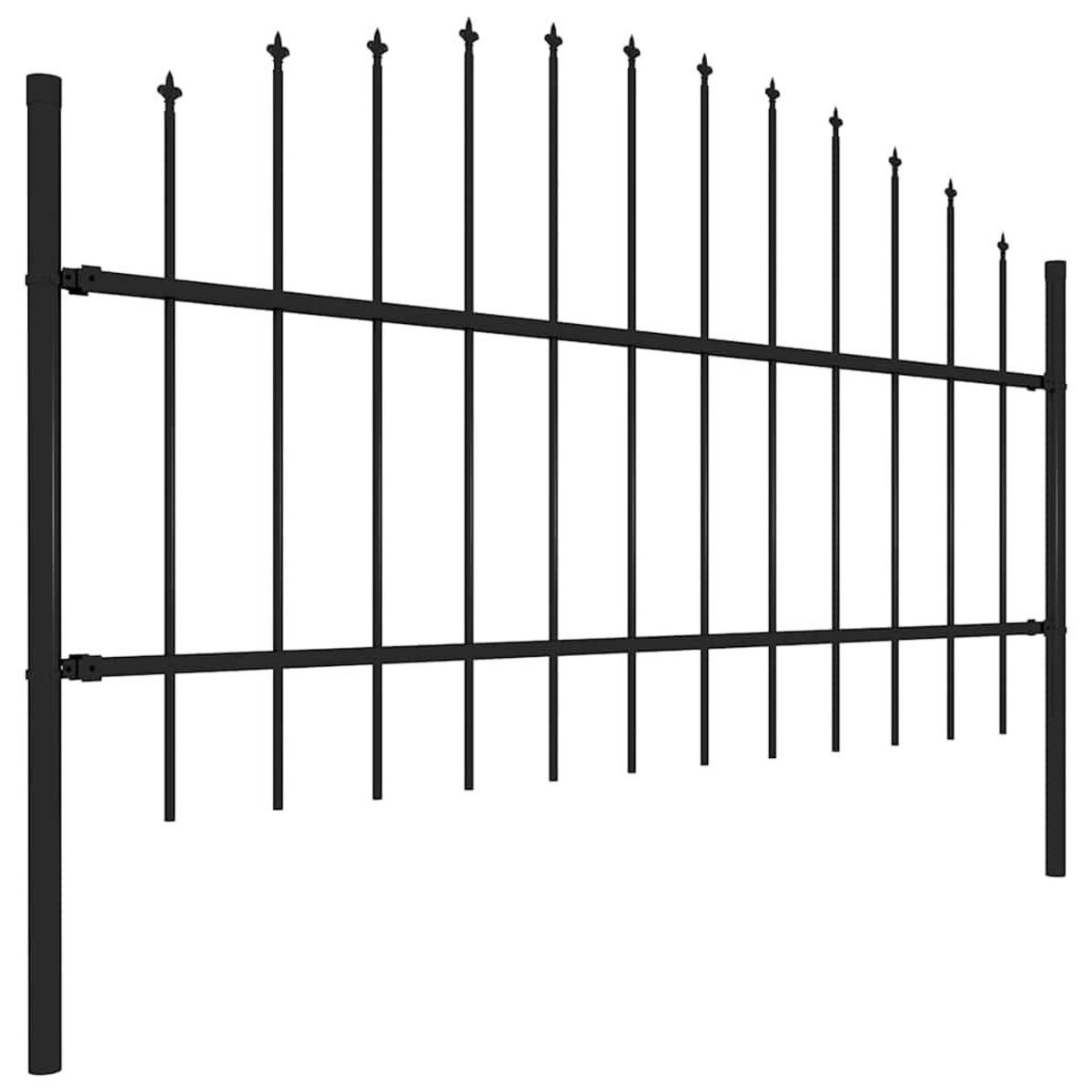 VIDAXL Cloture de jardin avec dessus en forme de lance en acier 1426 x 100 cm Noir