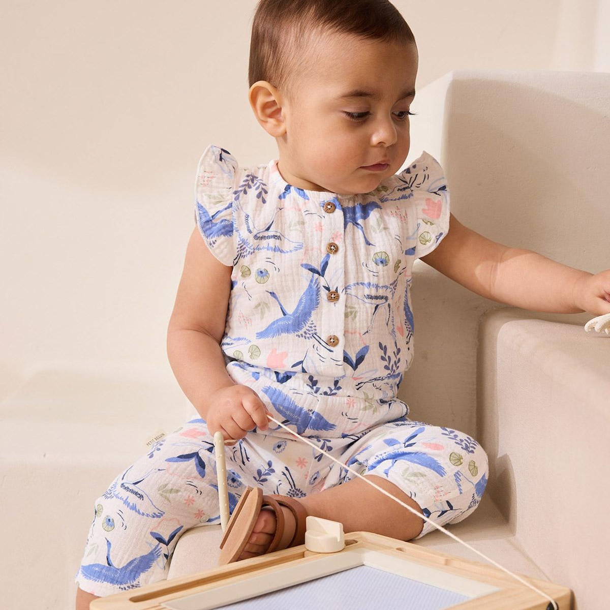 Petit Béguin Combinaison bébé en gaze de coton Tiana