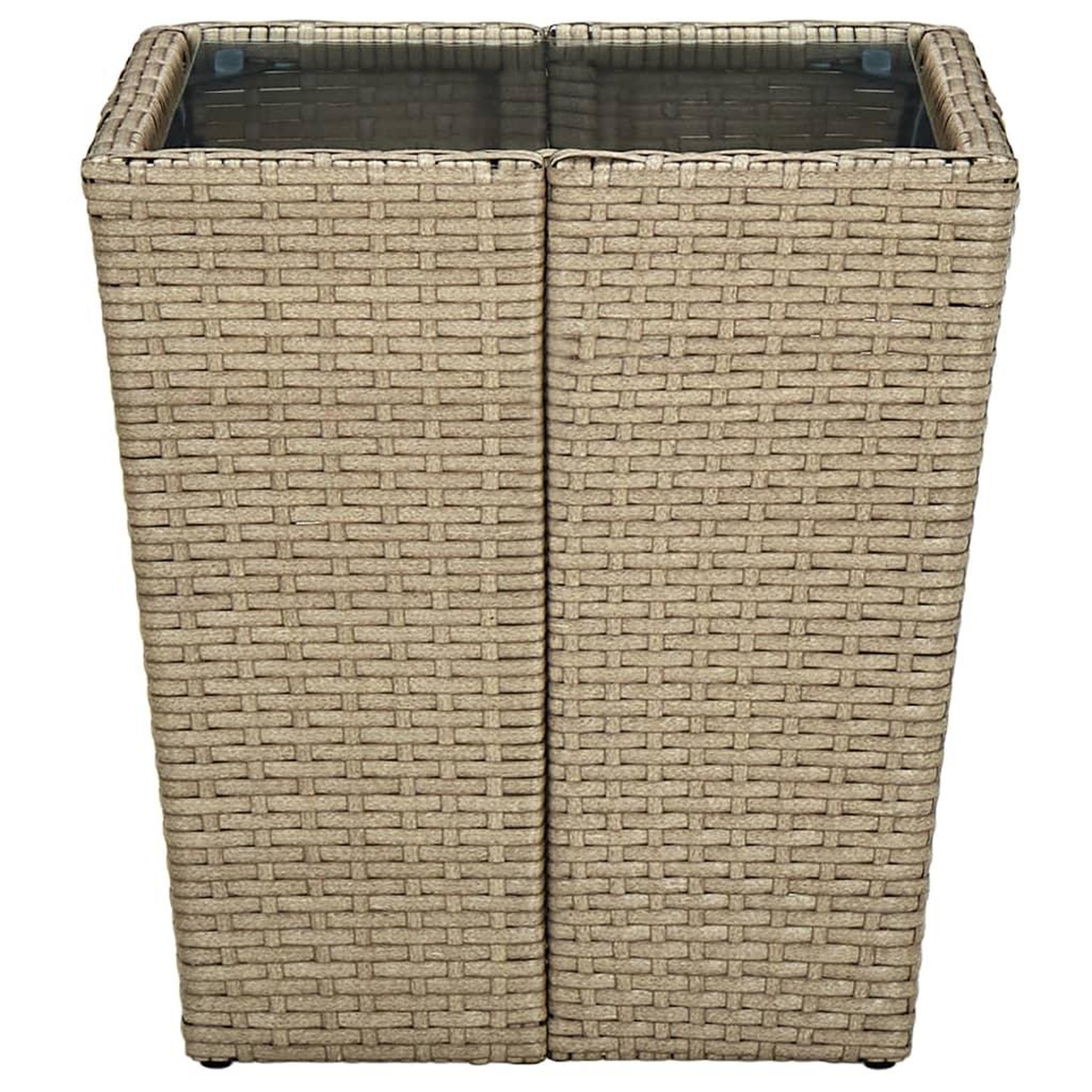 Voir la diapositive 3 : VIDAXL Table a the Beige 41,5x41,5x44cm Resine tressee et verre trempe