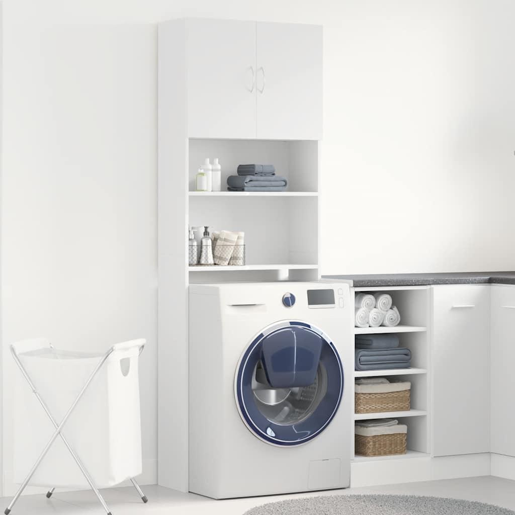 Voir la diapositive 3 : VIDAXL Meuble de machine a laver blanc bois d'ingenierie