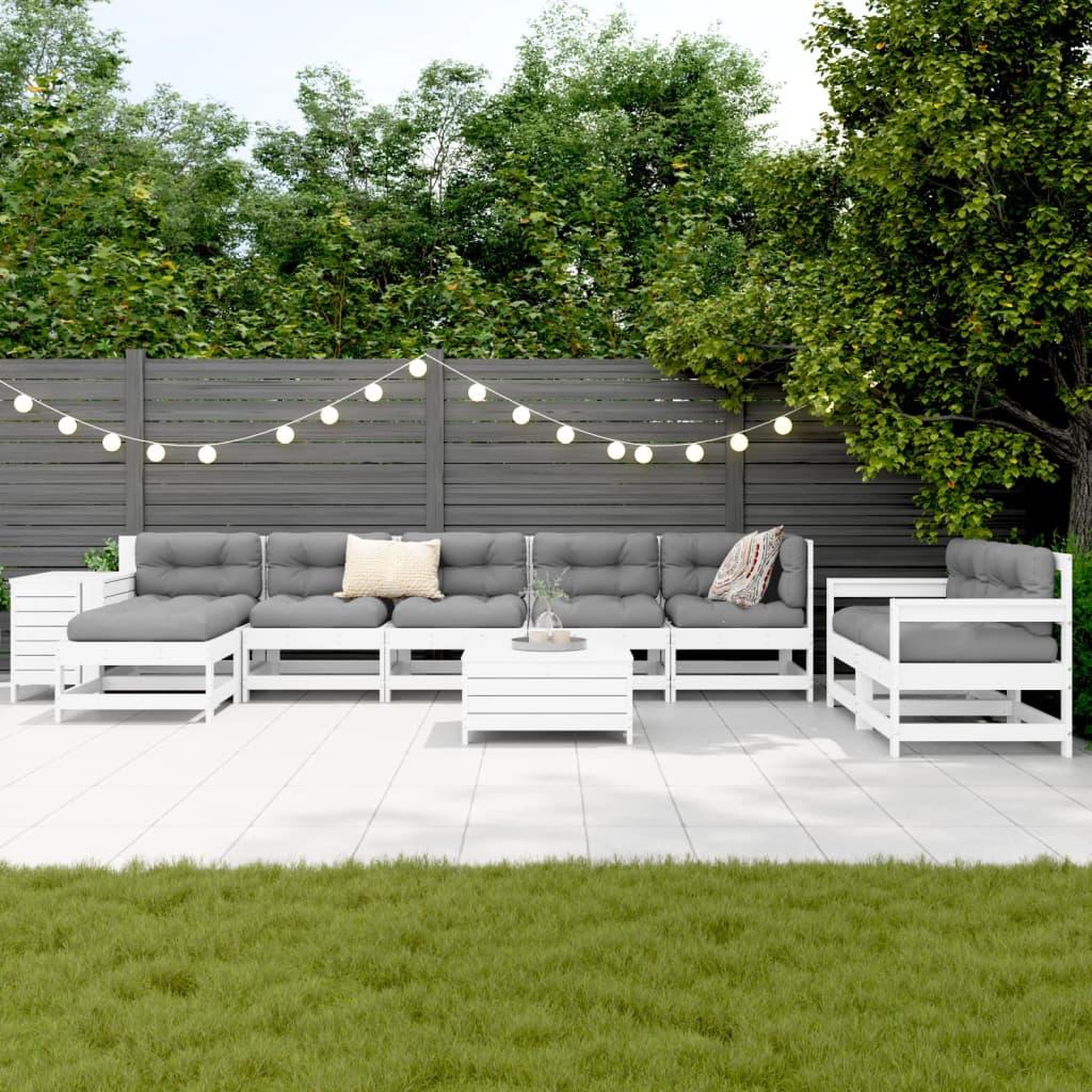 Voir la diapositive 3 : VIDAXL Salon de jardin 10 pcs blanc bois de pin massif
