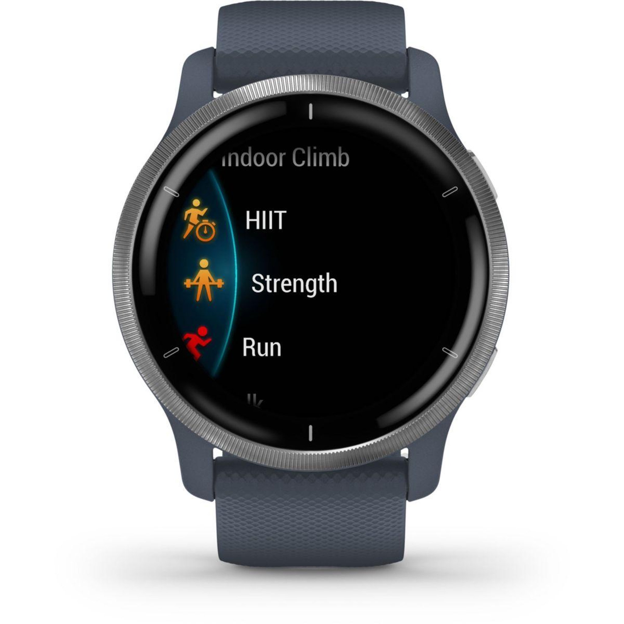 Voir la diapositive 4 : GARMIN Montre sport Venu 2 Silver avec bracelet bleu gris