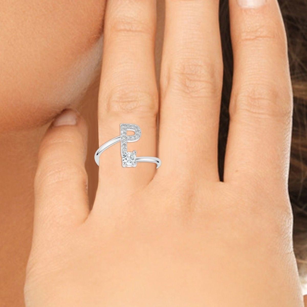 SC CRYSTAL Bague lettre P ajustable SC Crystal ornée de Zirconium