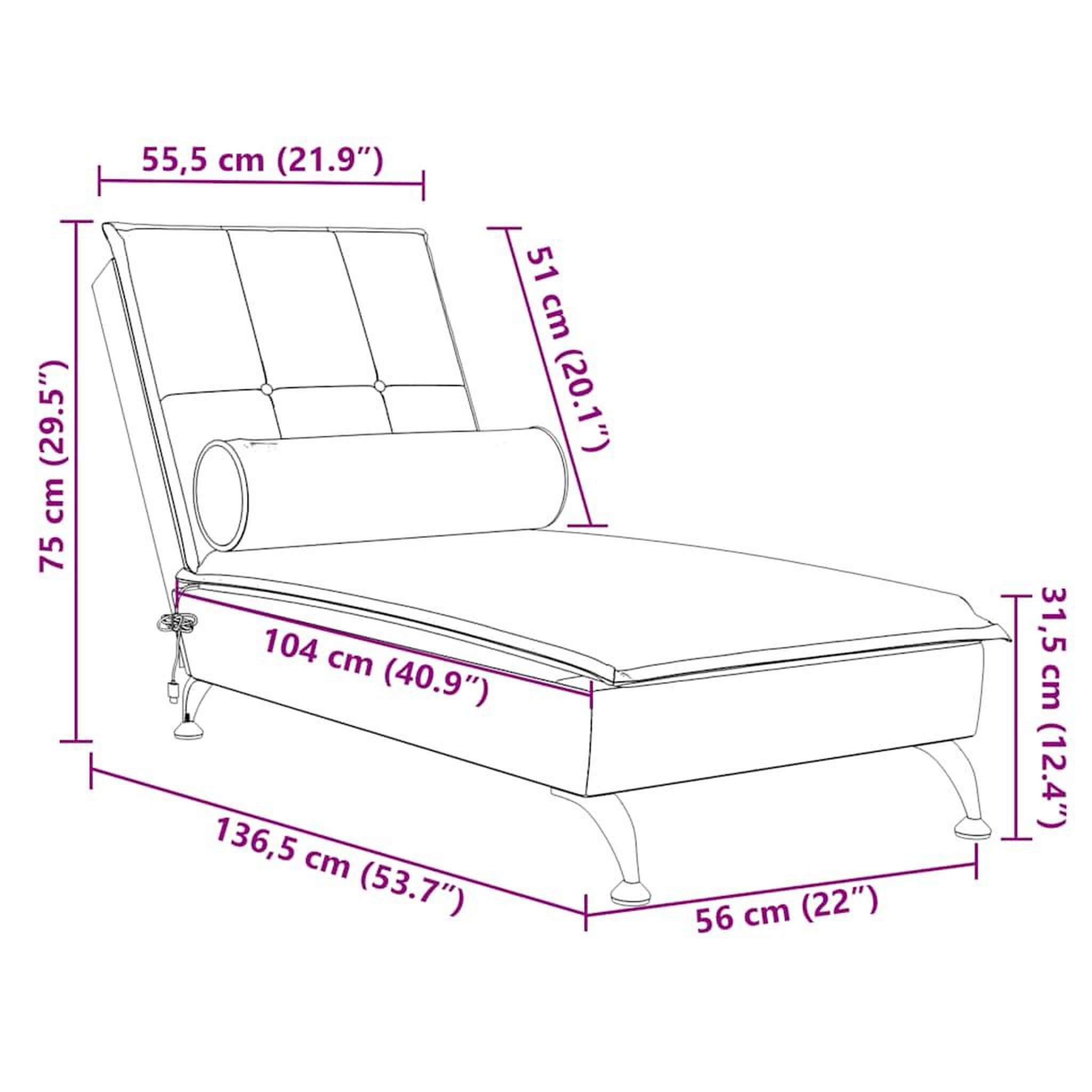 Voir la diapositive 6 : VIDAXL Chaise longue de massage avec traversin vert fonce velours