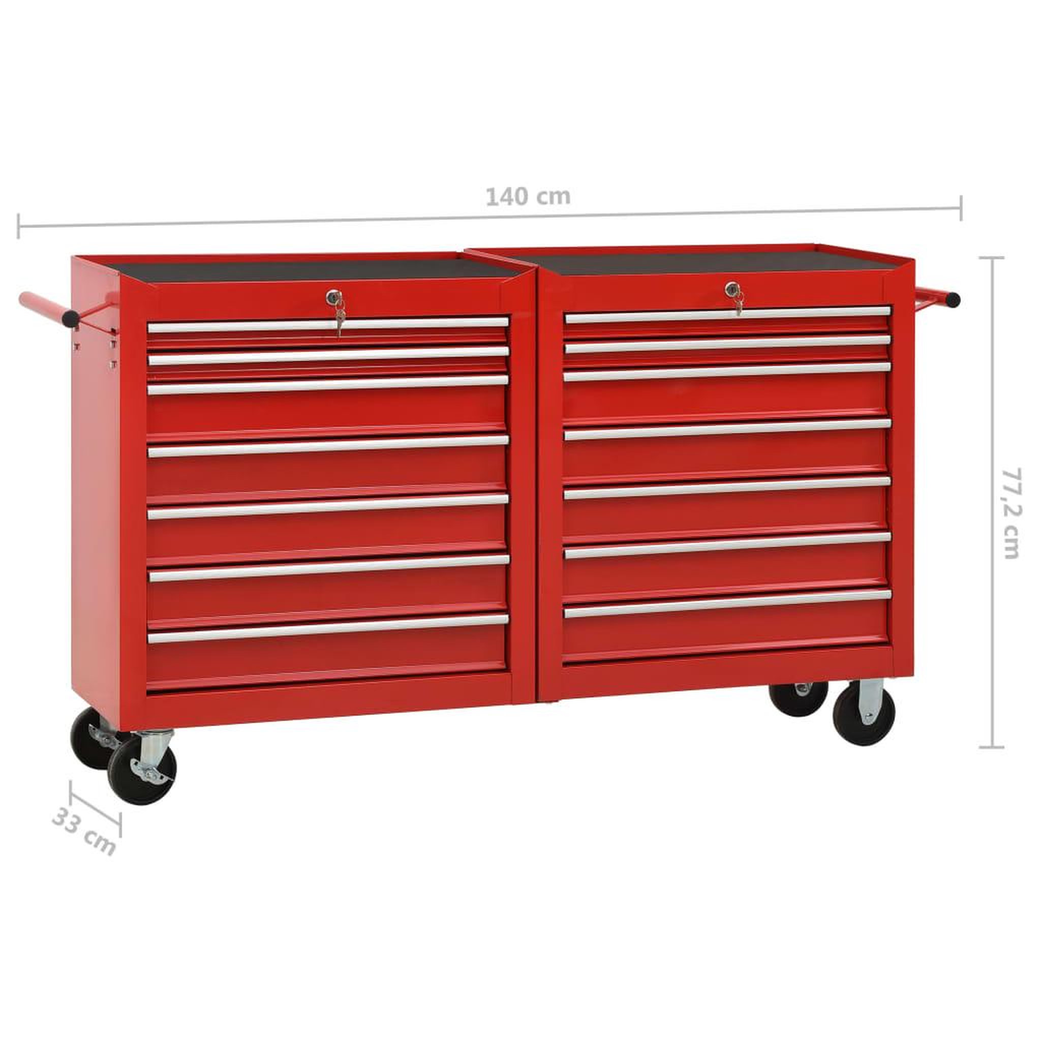 Voir la diapositive 6 : VIDAXL Chariot a outils avec 14 tiroirs Acier Rouge