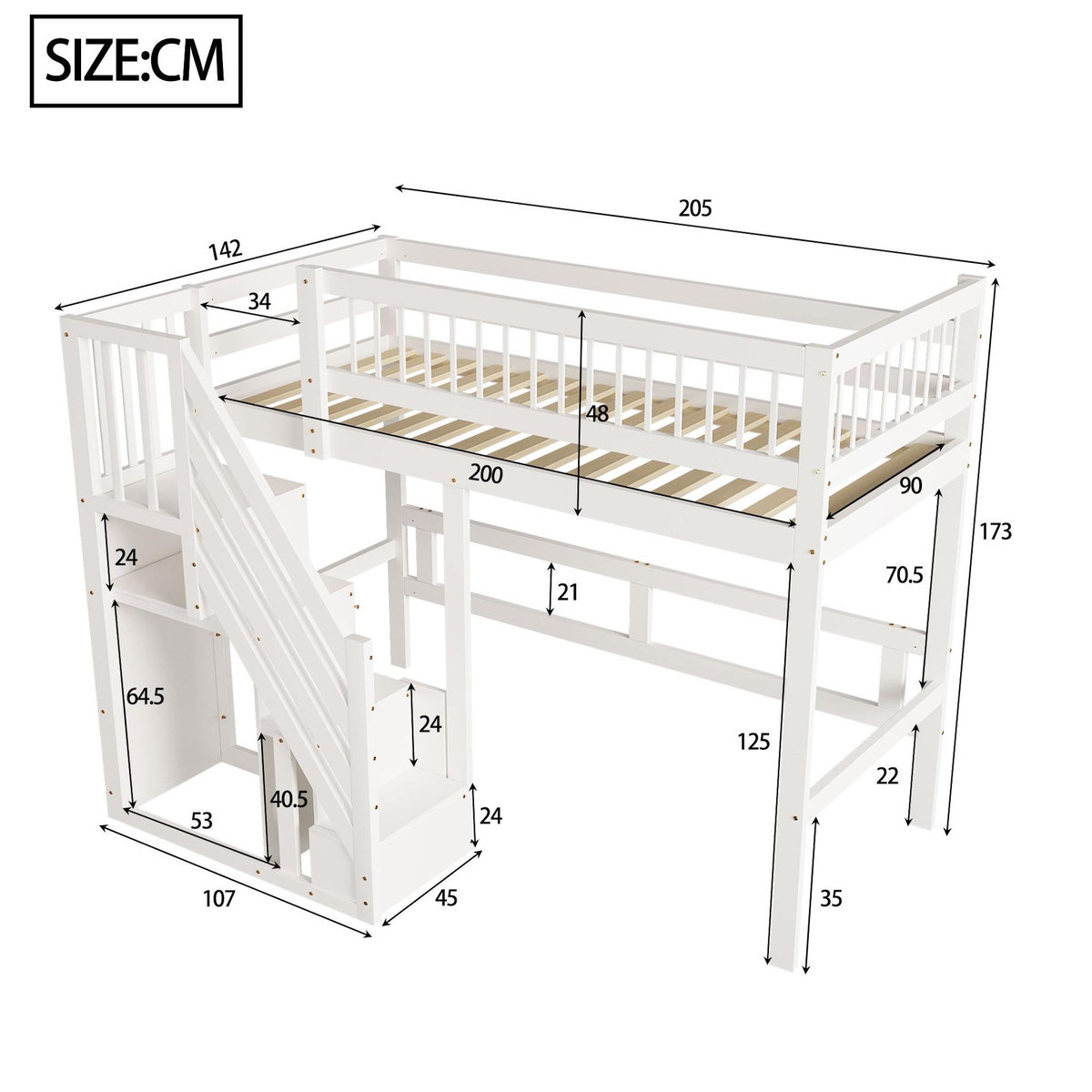 MERAX Lit mezzanine enfant