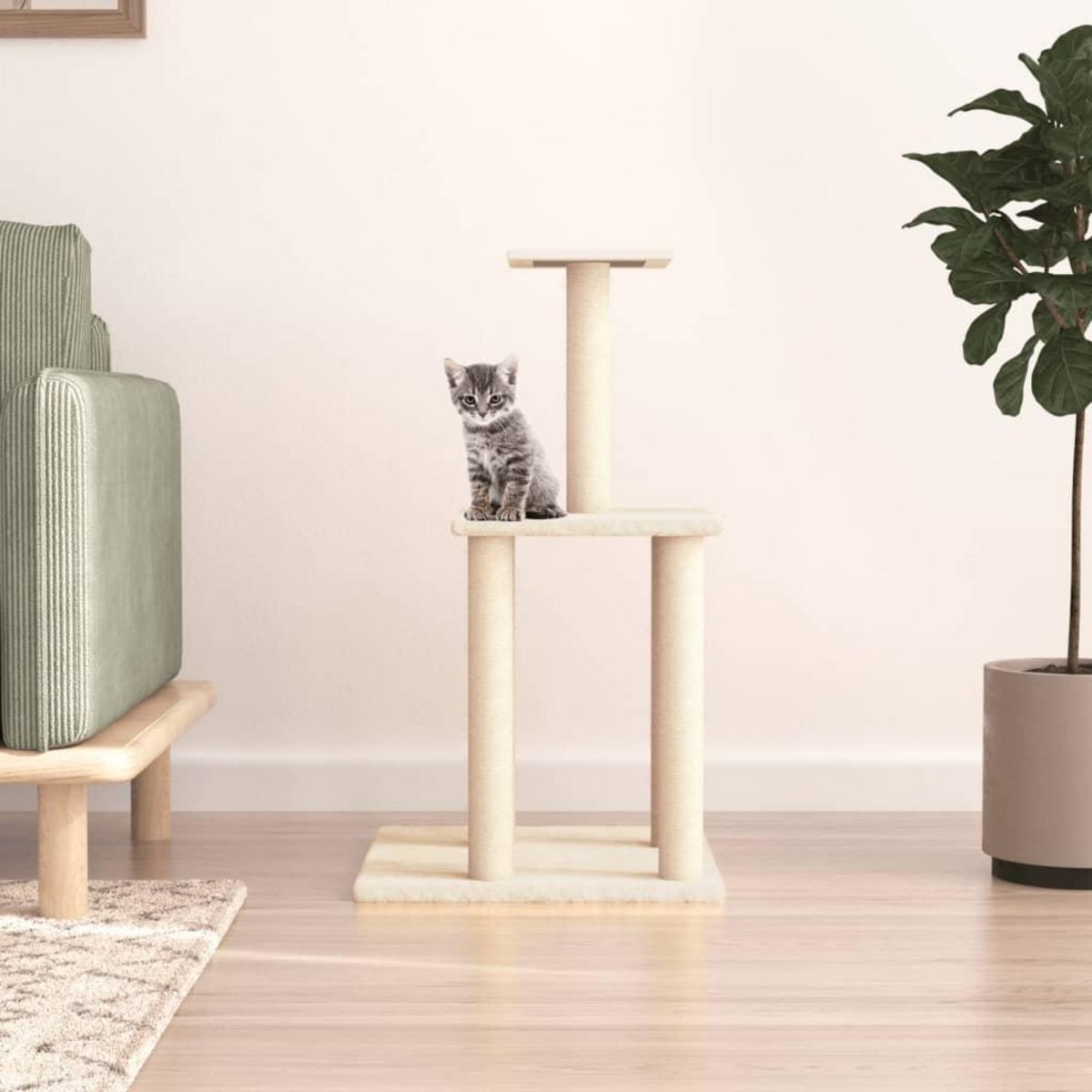 VIDAXL Arbre a chat avec griffoirs en sisal creme 85,5 cm